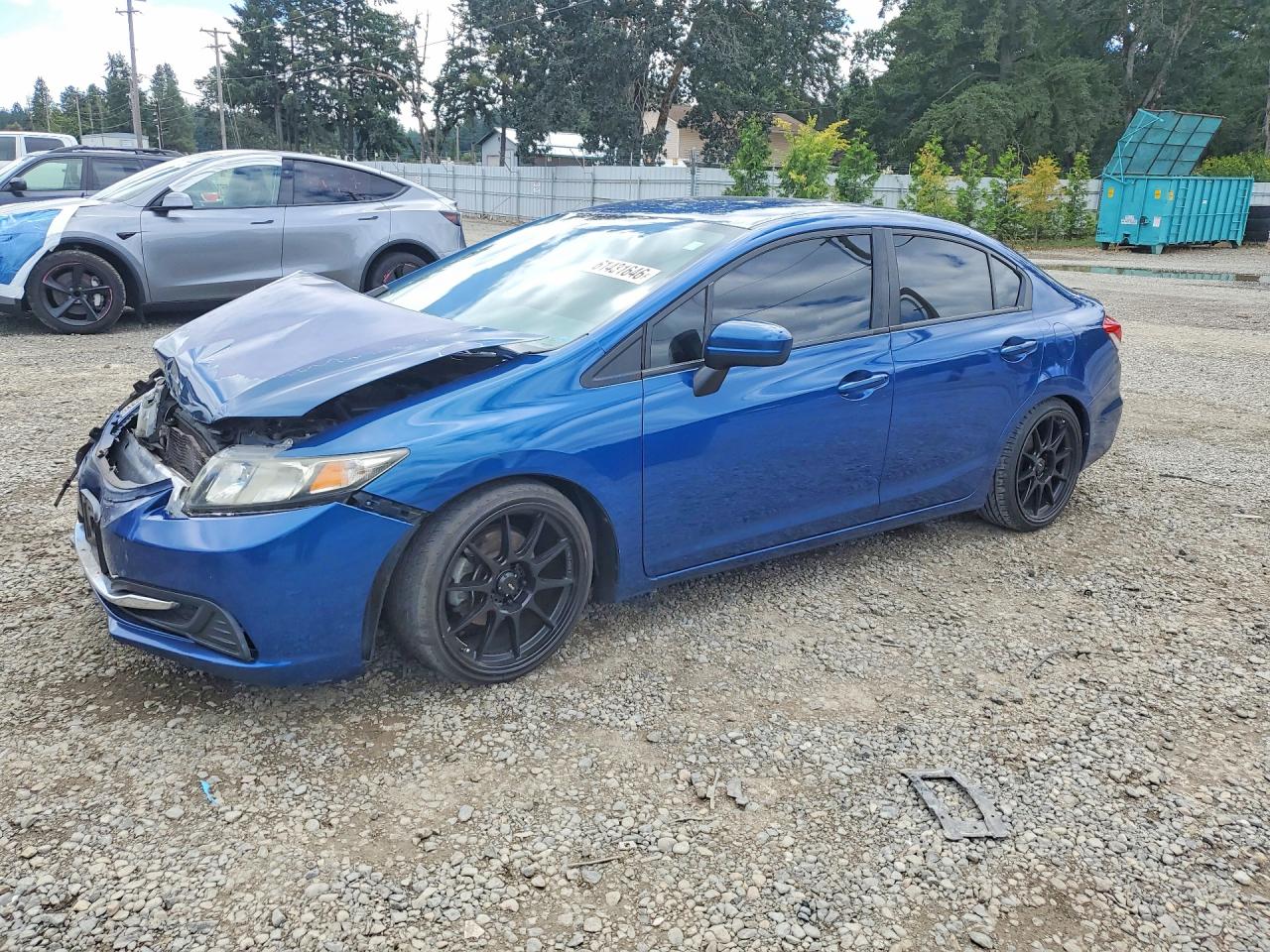 2015 Honda Civic Lx Blue vin: 2HGFB2F5XFH554266