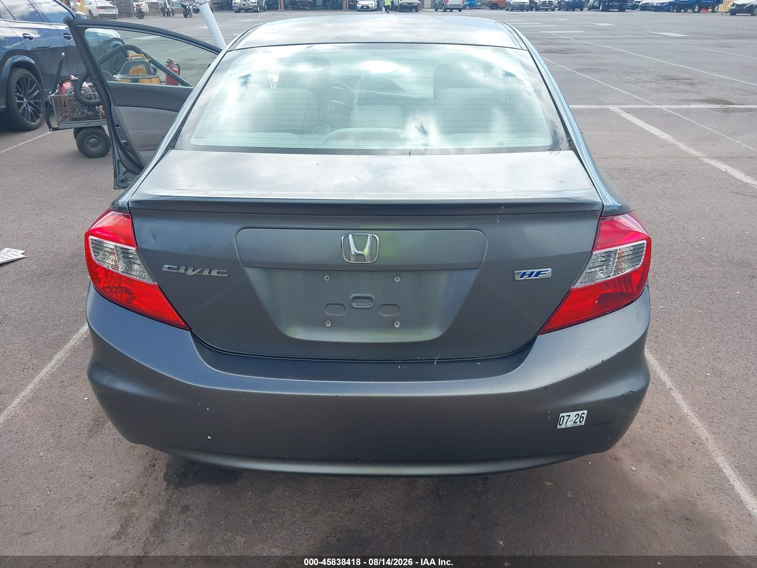 2012 Honda Civic Hf Gray vin: 2HGFB2F61CH317895