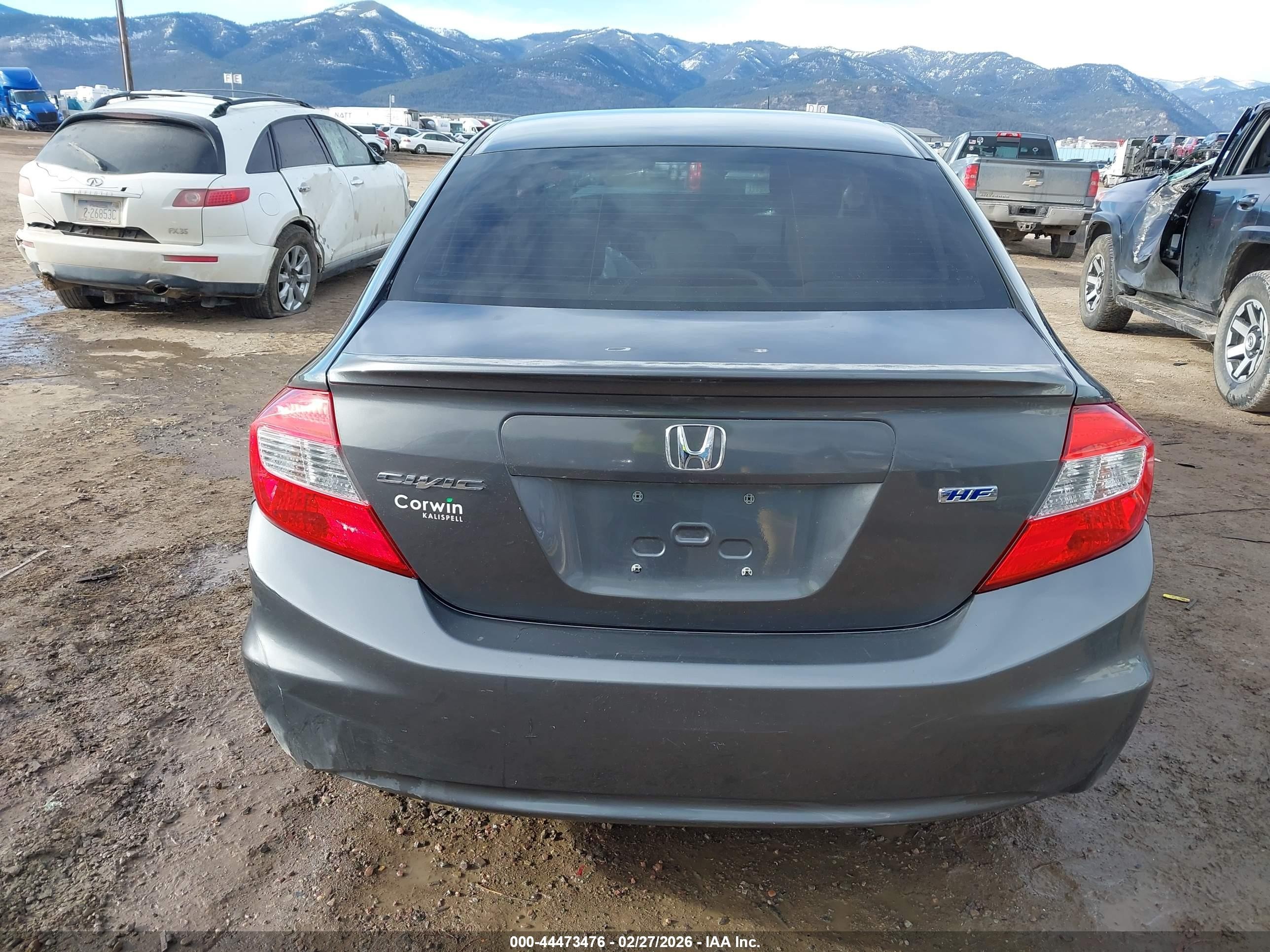 2012 Honda Civic Hf Серый vin: 2HGFB2F62CH546182