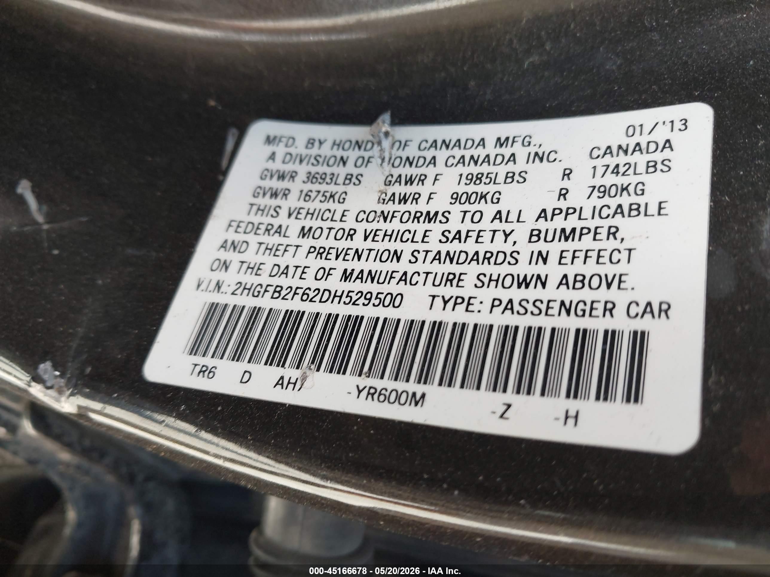 2013 Honda Civic Hf Brown vin: 2HGFB2F62DH529500