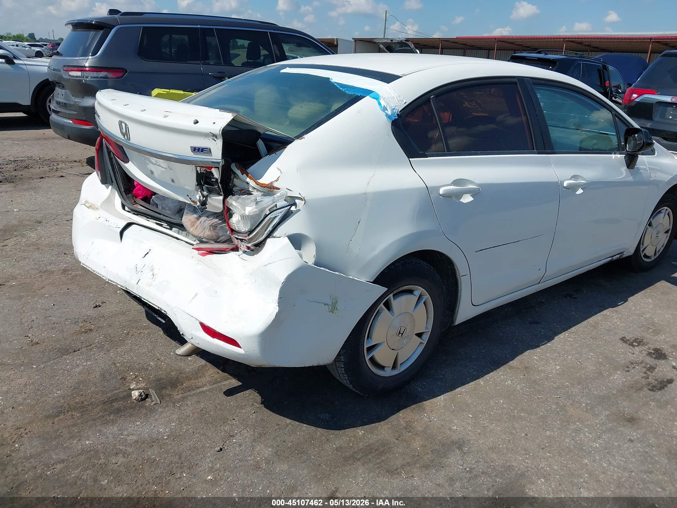2013 Honda Civic Hf White vin: 2HGFB2F63DH543163