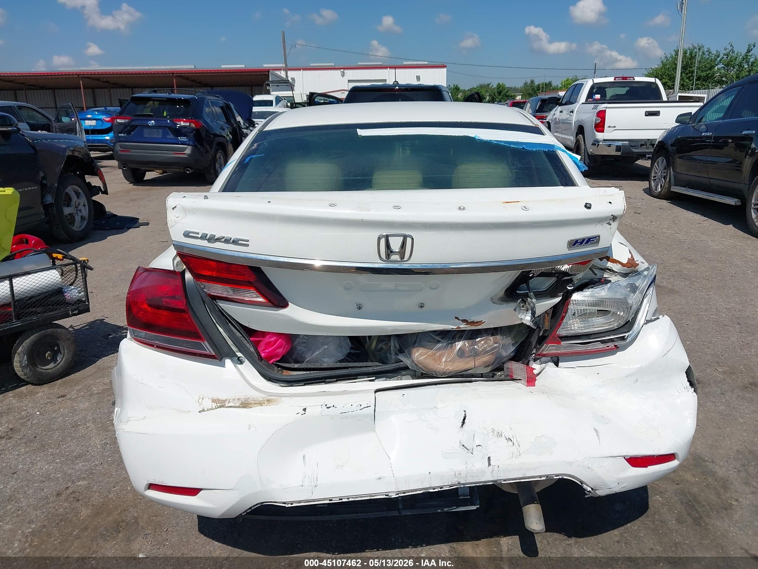 2013 Honda Civic Hf White vin: 2HGFB2F63DH543163