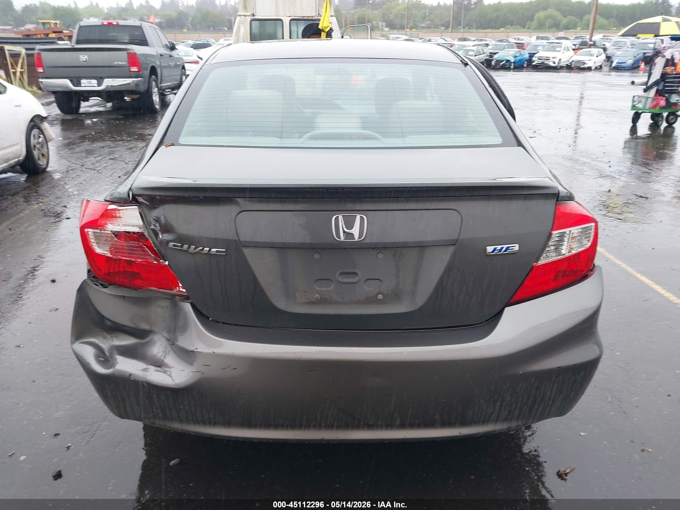 2012 Honda Civic Hf Gray vin: 2HGFB2F64CH517931