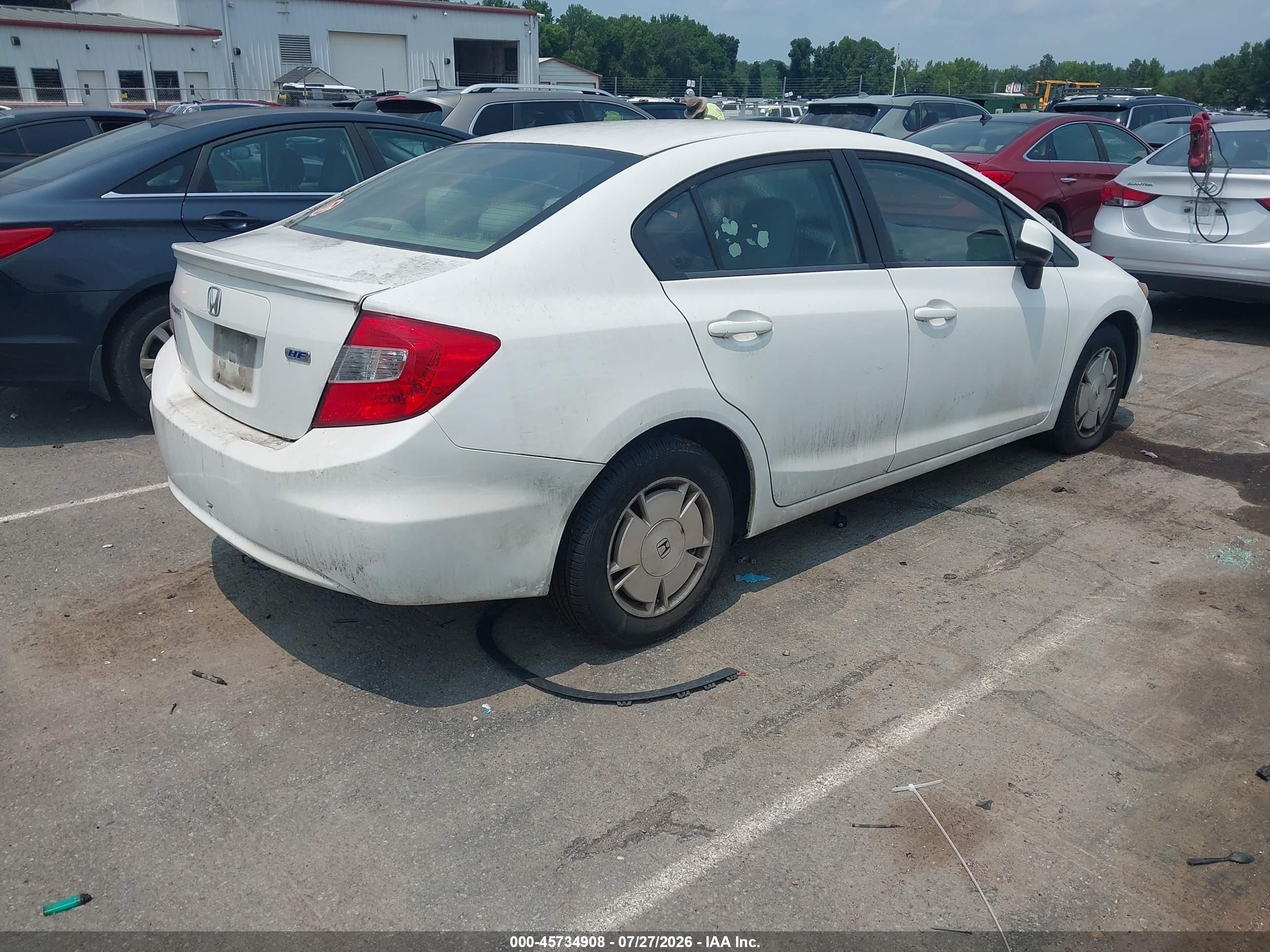 2012 Honda Civic Hf White vin: 2HGFB2F64CH550301