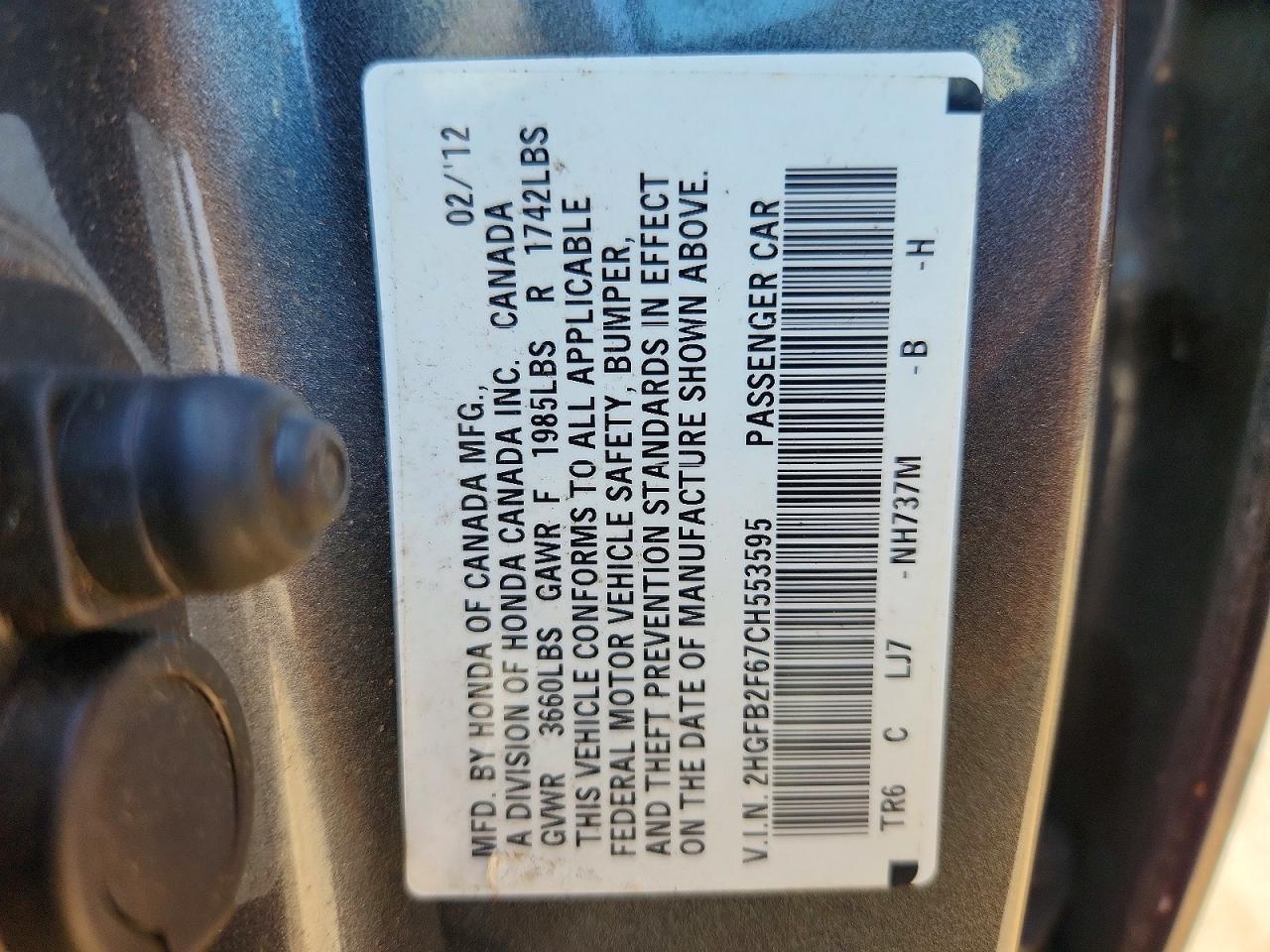 2012 Honda Civic Hf Gray vin: 2HGFB2F67CH553595