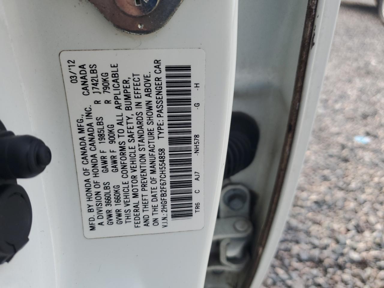 2012 Honda Civic Hf Белый vin: 2HGFB2F67CH554858