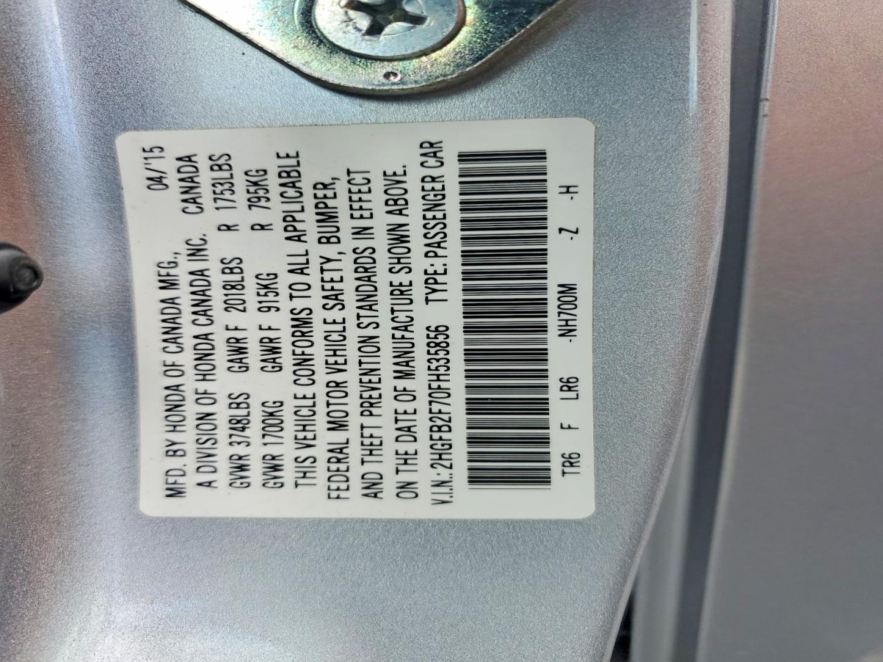 2015 Honda Civic Se Silver vin: 2HGFB2F70FH535856