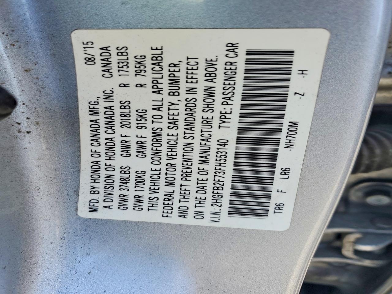 2015 Honda Civic Se Silver vin: 2HGFB2F73FH553140