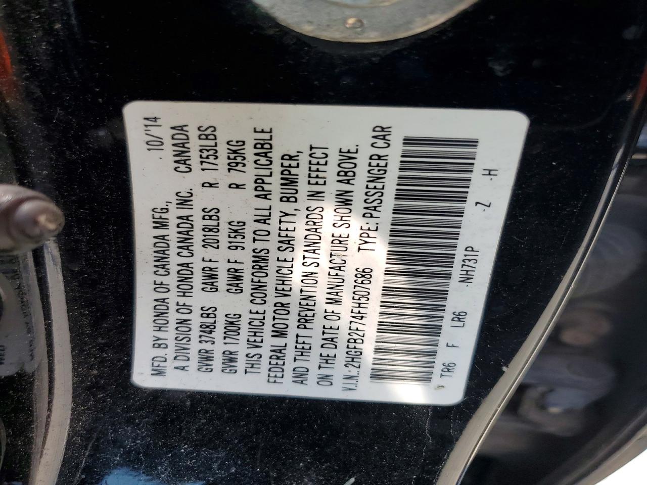 2015 Honda Civic Se Black vin: 2HGFB2F74FH507686
