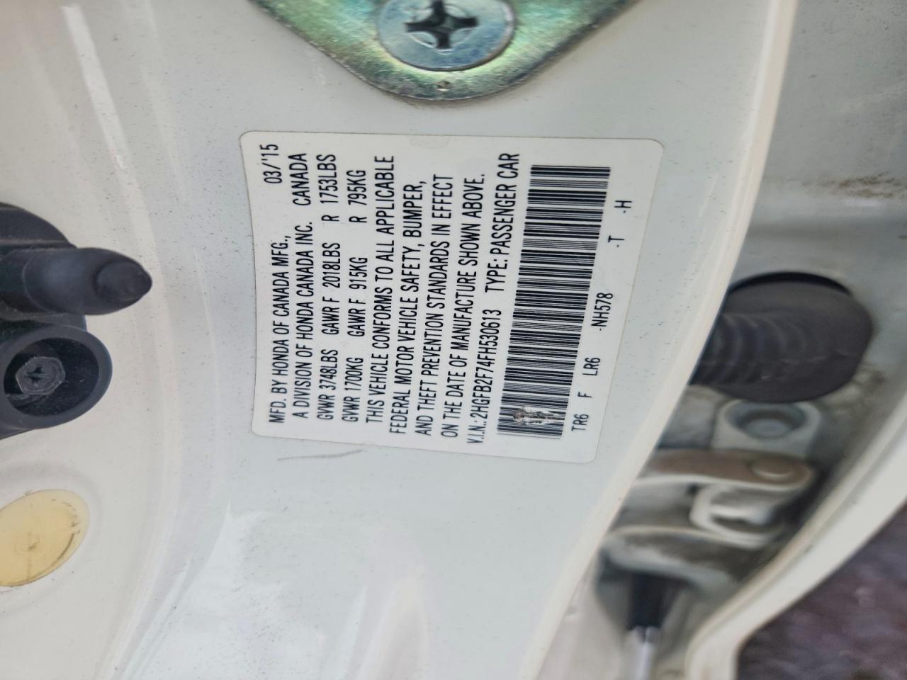 2015 Honda Civic Se White vin: 2HGFB2F74FH530613