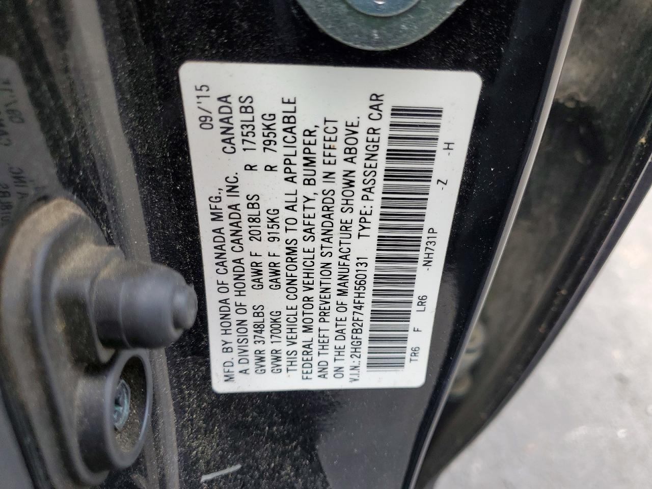 2015 Honda Civic Se Black vin: 2HGFB2F74FH560131