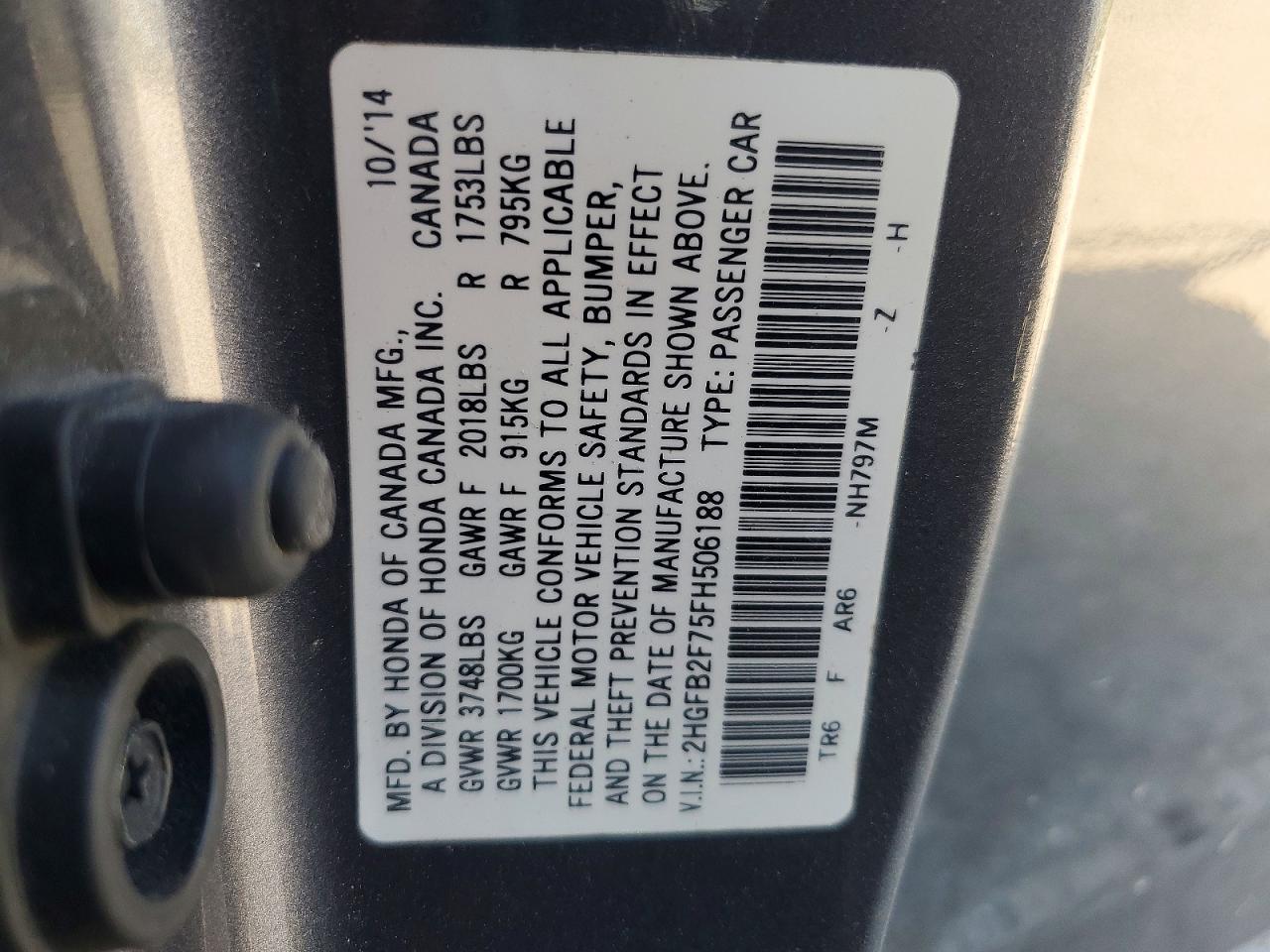 2015 Honda Civic Se Gray vin: 2HGFB2F75FH506188