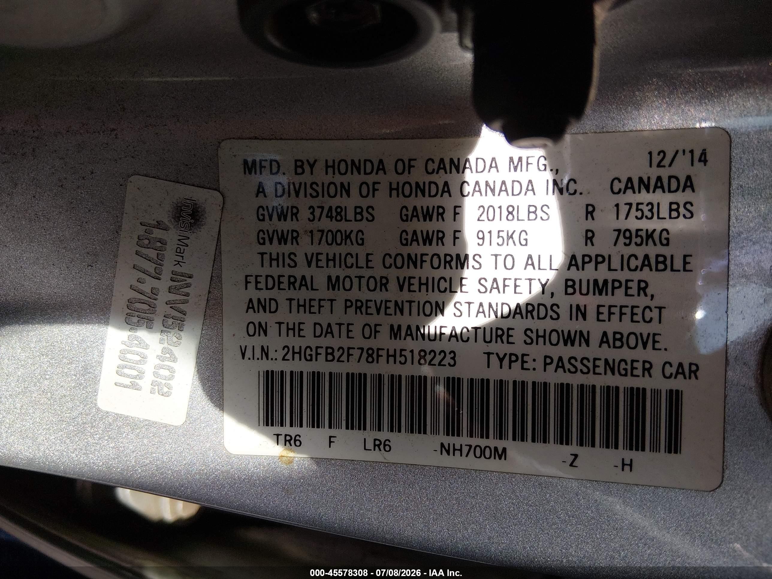 2015 Honda Civic Se Gray vin: 2HGFB2F78FH518223