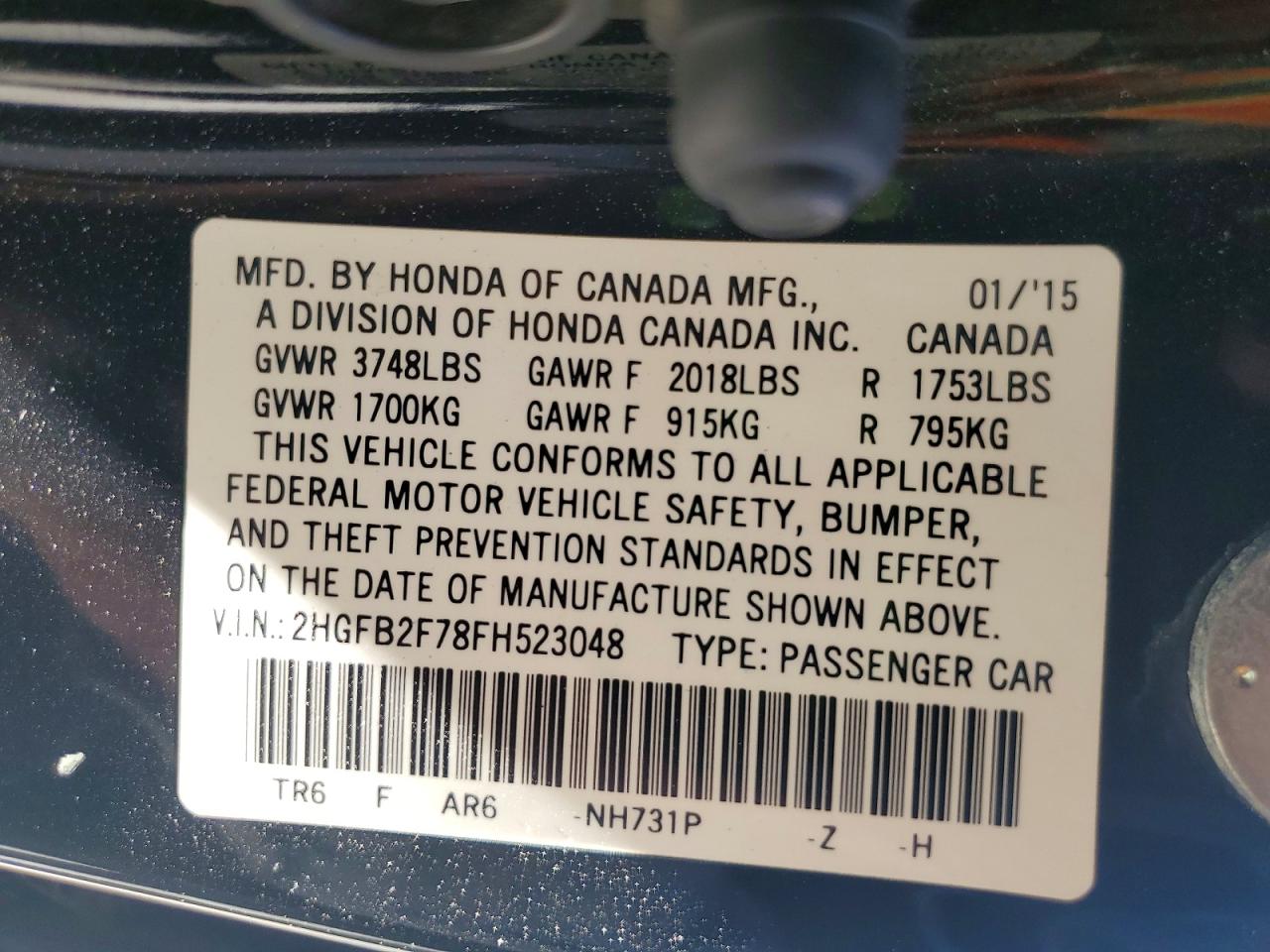2015 Honda Civic Se Black vin: 2HGFB2F78FH523048
