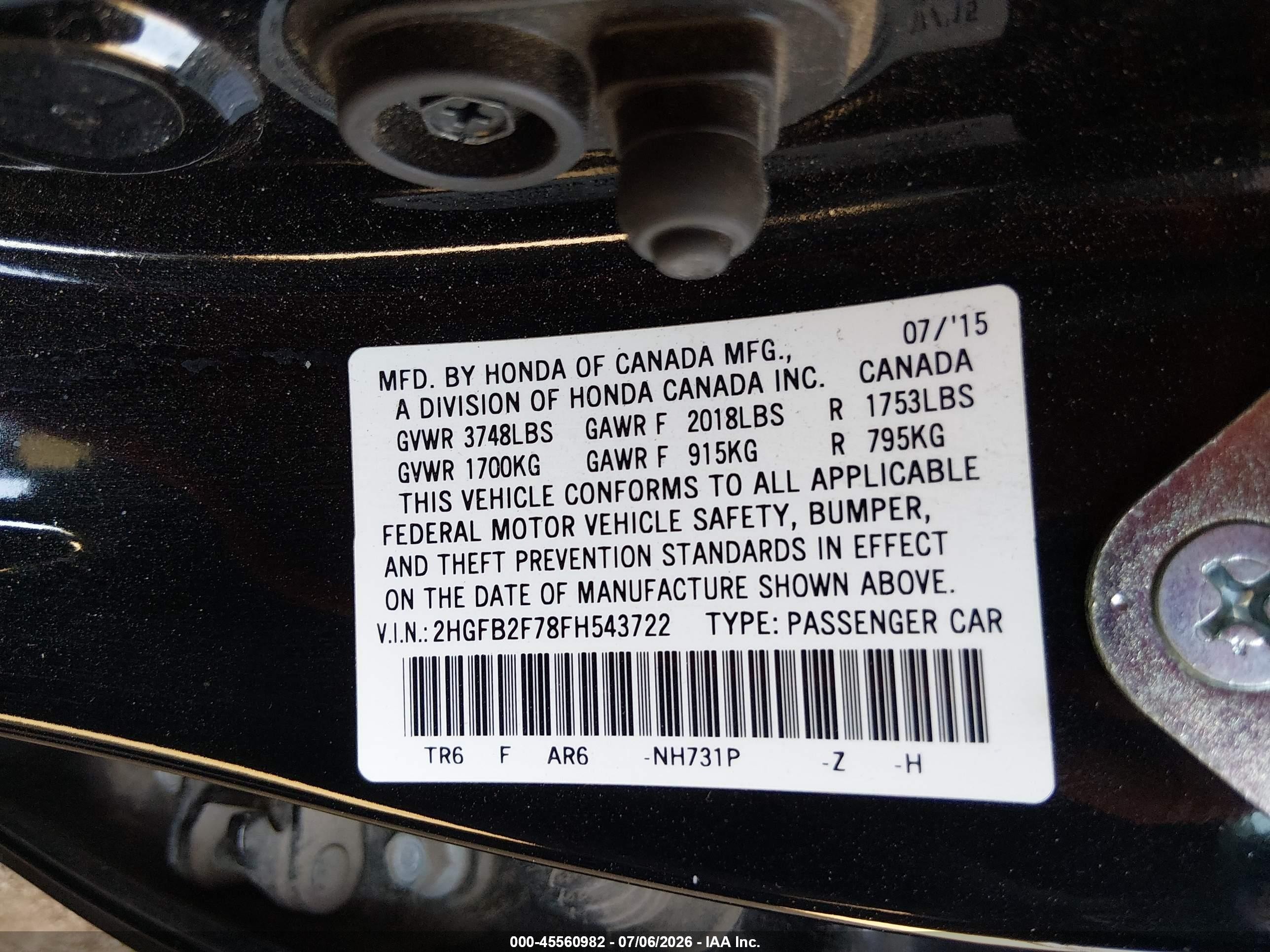 2015 Honda Civic Se Black vin: 2HGFB2F78FH543722