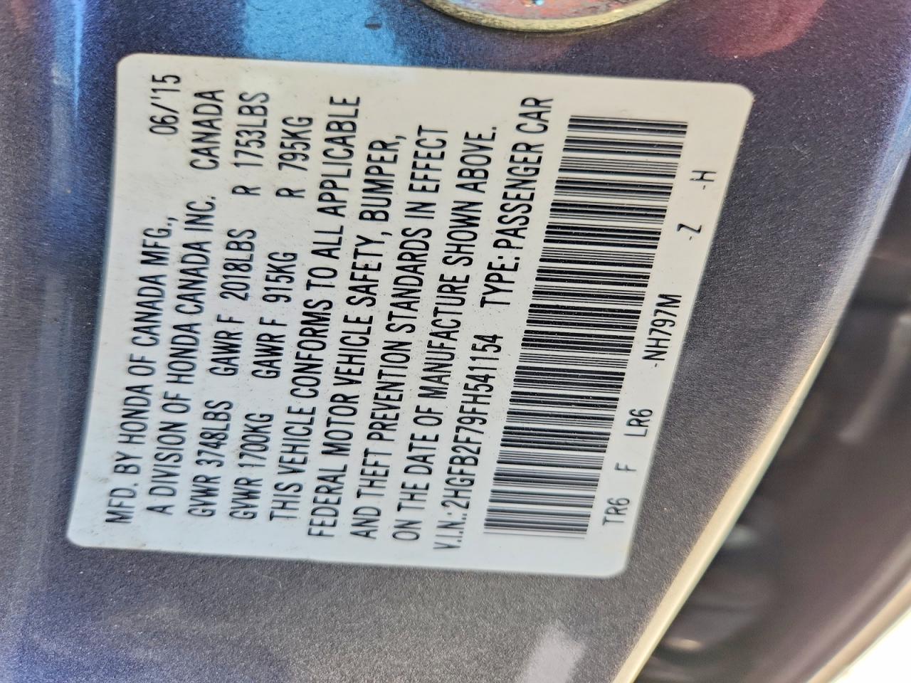 2015 Honda Civic Se Gray vin: 2HGFB2F79FH541154