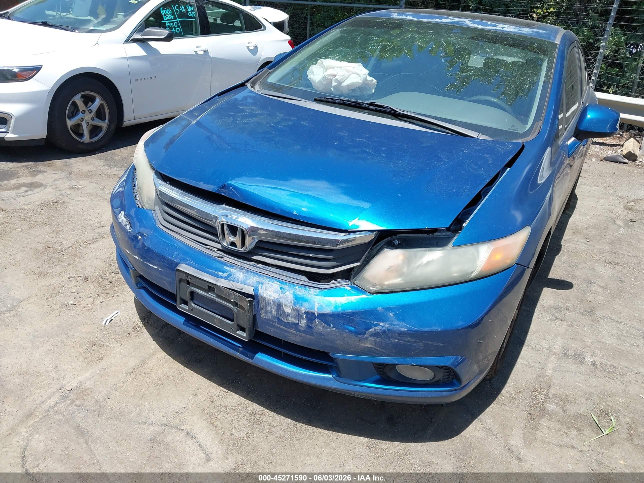 2012 Honda Civic Ex Синий vin: 2HGFB2F80CH502232