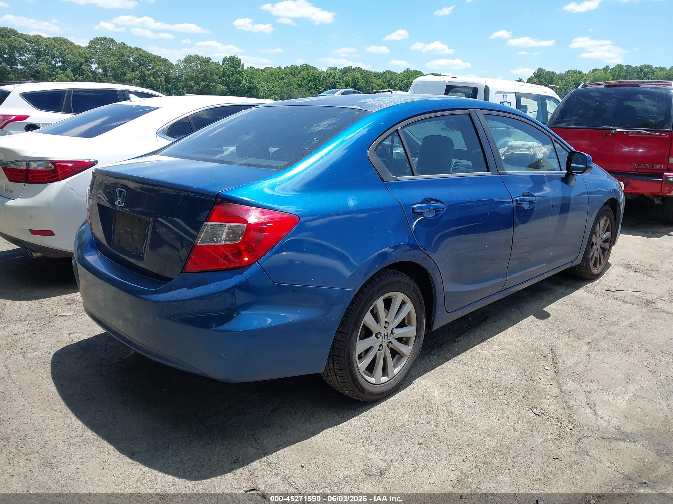 2012 Honda Civic Ex Синий vin: 2HGFB2F80CH502232