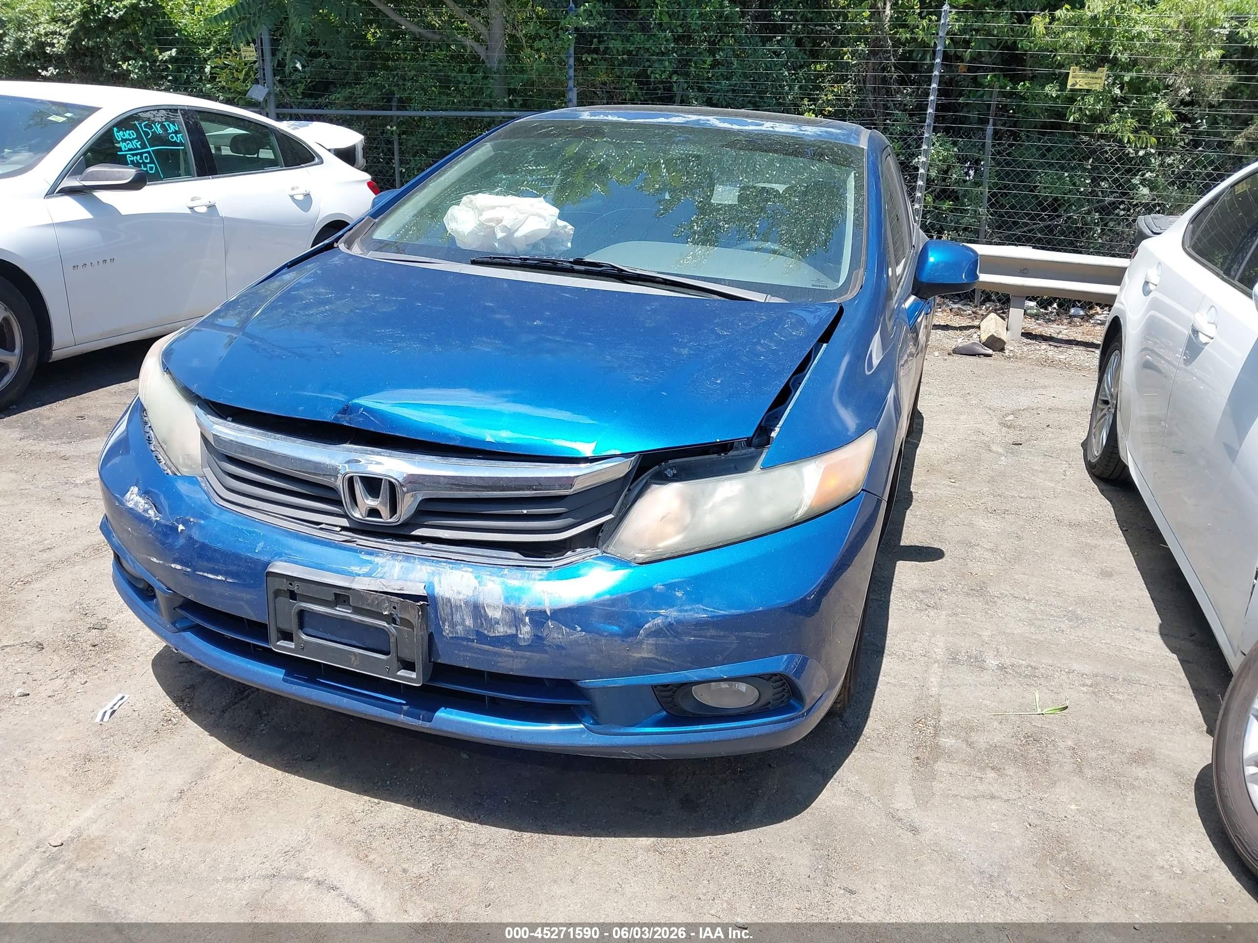 2012 Honda Civic Ex Синий vin: 2HGFB2F80CH502232