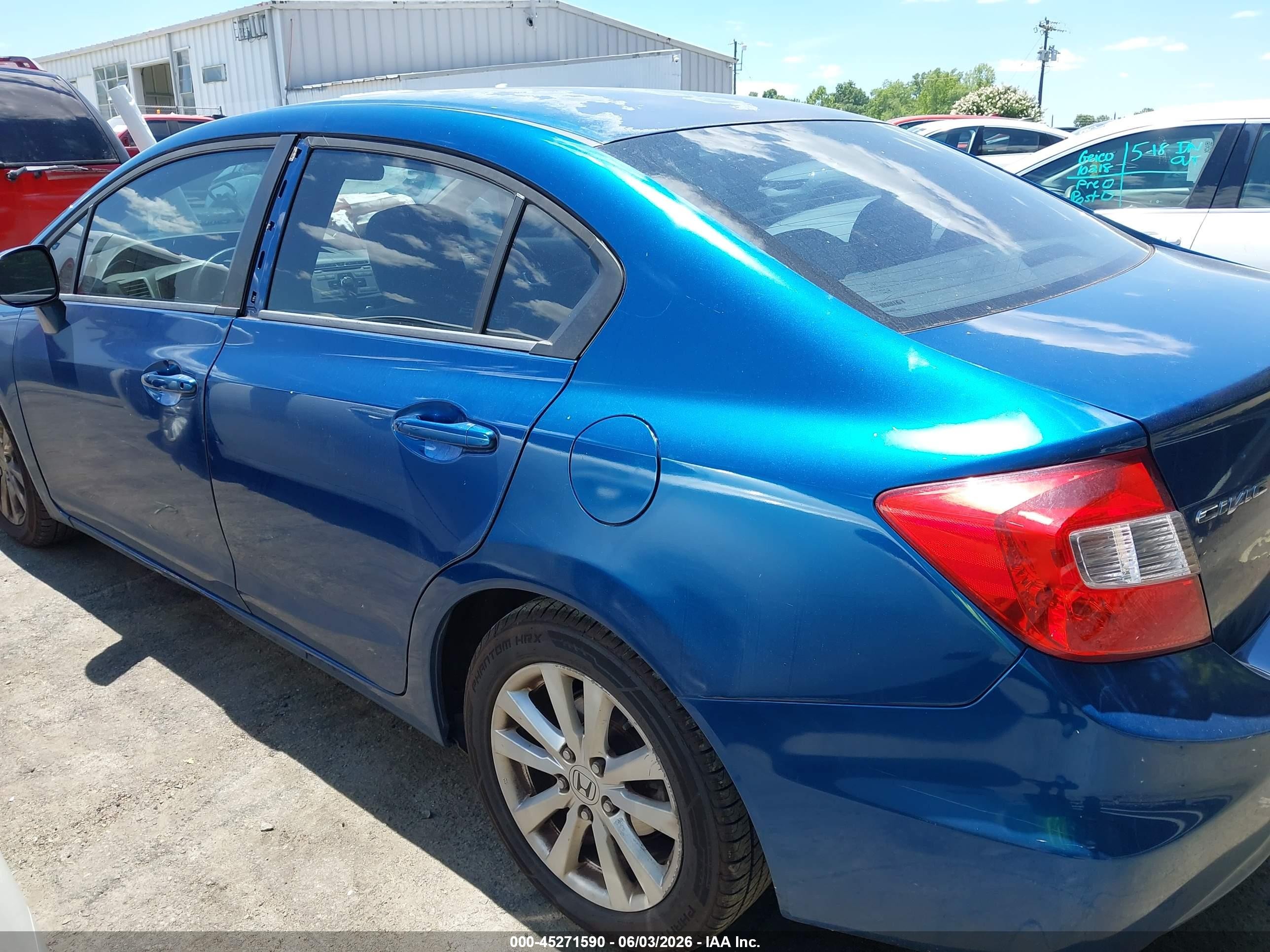 2012 Honda Civic Ex Синий vin: 2HGFB2F80CH502232