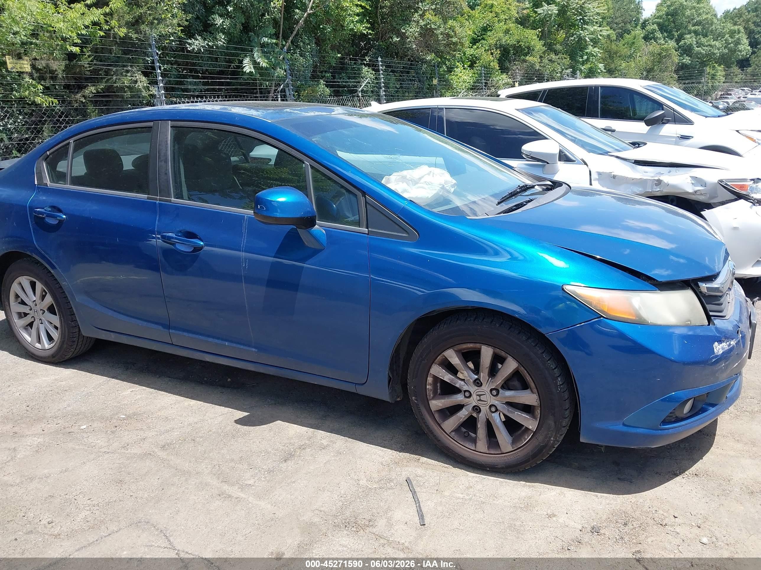 2012 Honda Civic Ex Синий vin: 2HGFB2F80CH502232