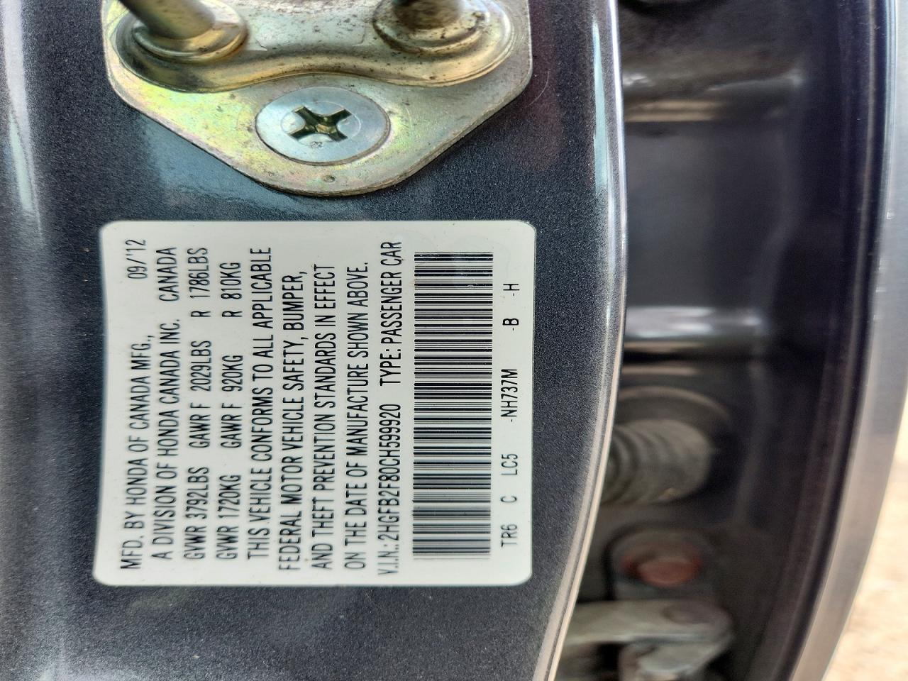 2012 Honda Civic Ex Gray vin: 2HGFB2F80CH599920