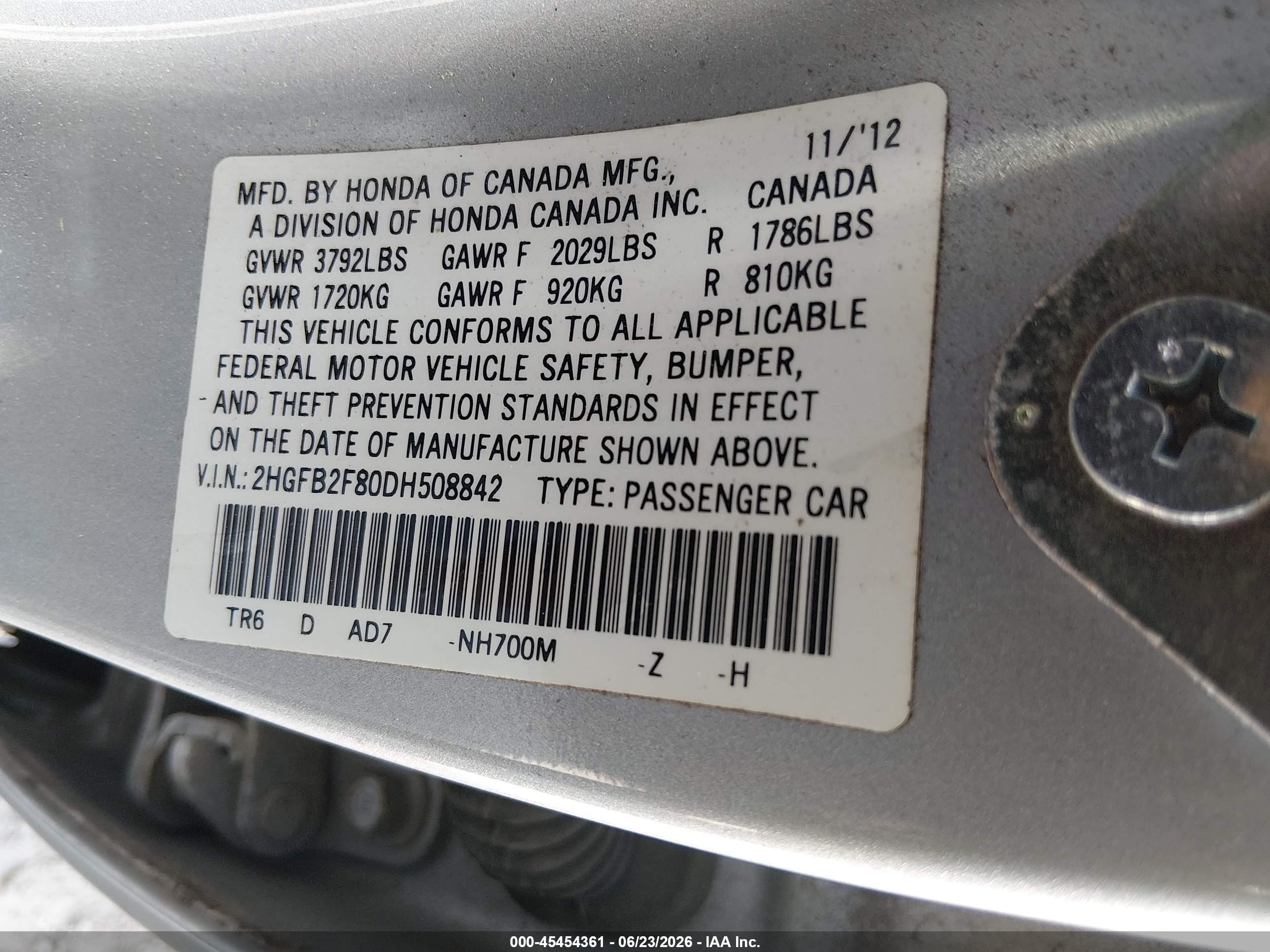 2013 Honda Civic Ex Silver vin: 2HGFB2F80DH508842