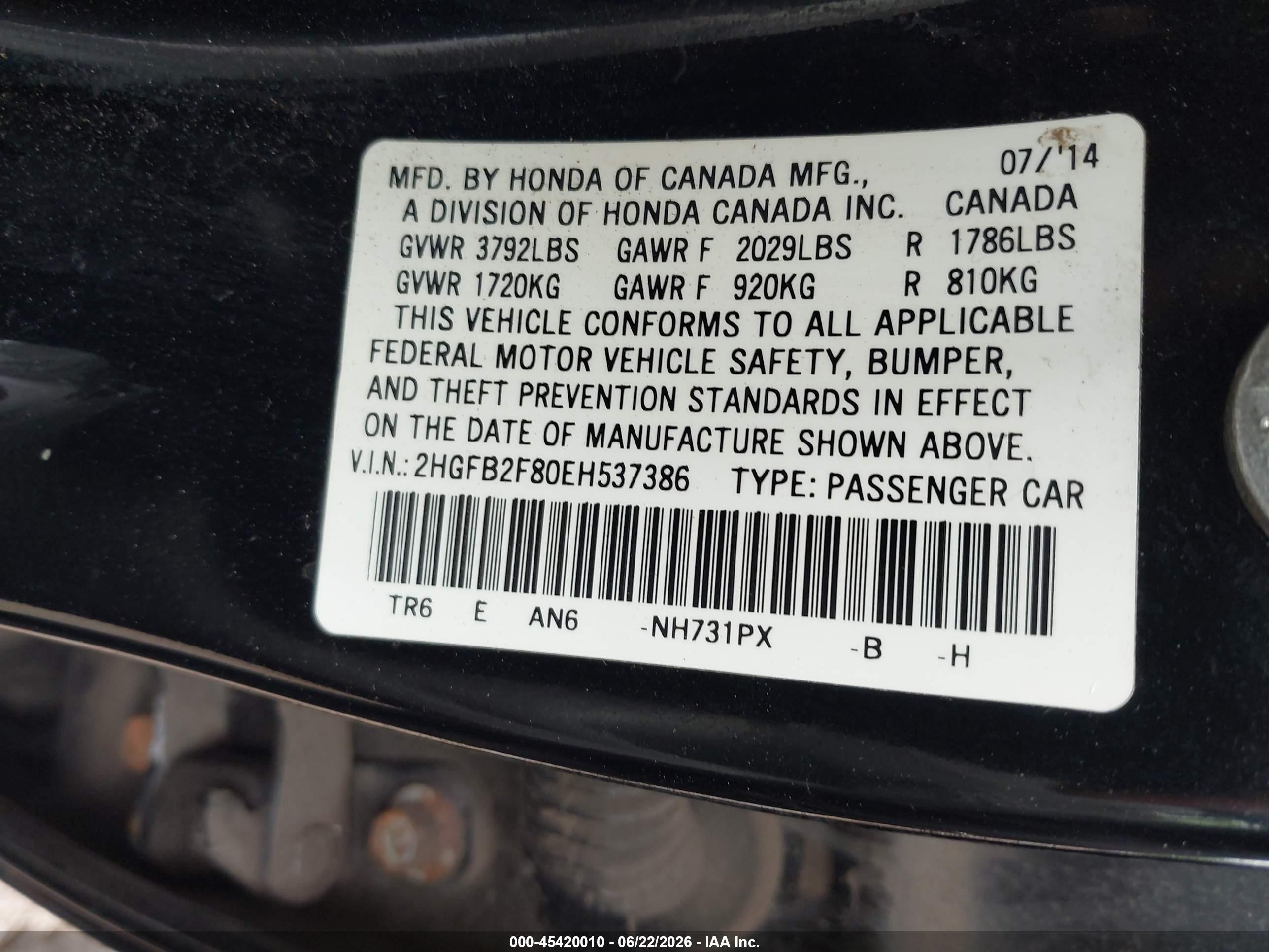 2014 Honda Civic Ex Black vin: 2HGFB2F80EH537386