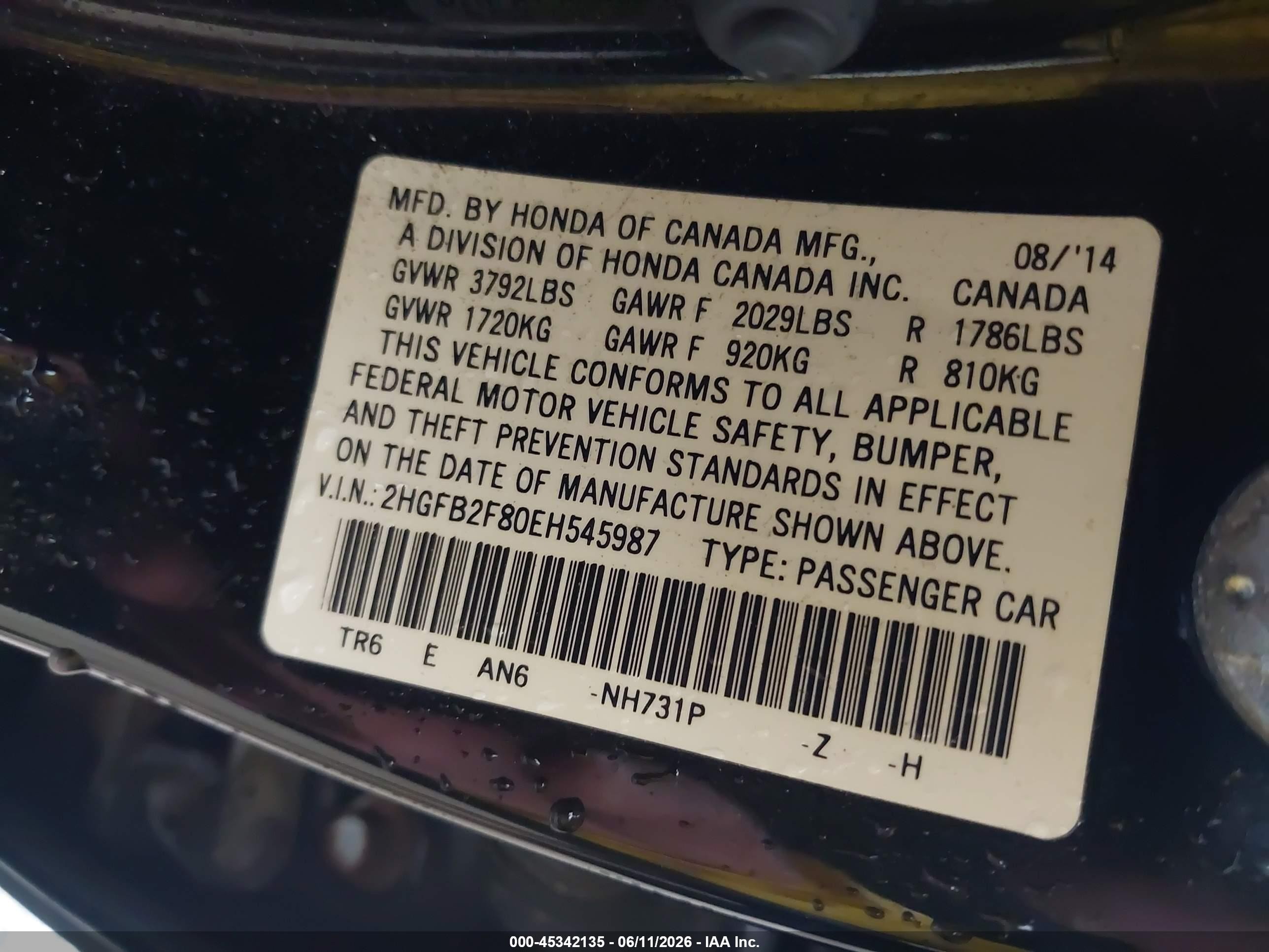 2014 Honda Civic Ex Black vin: 2HGFB2F80EH545987