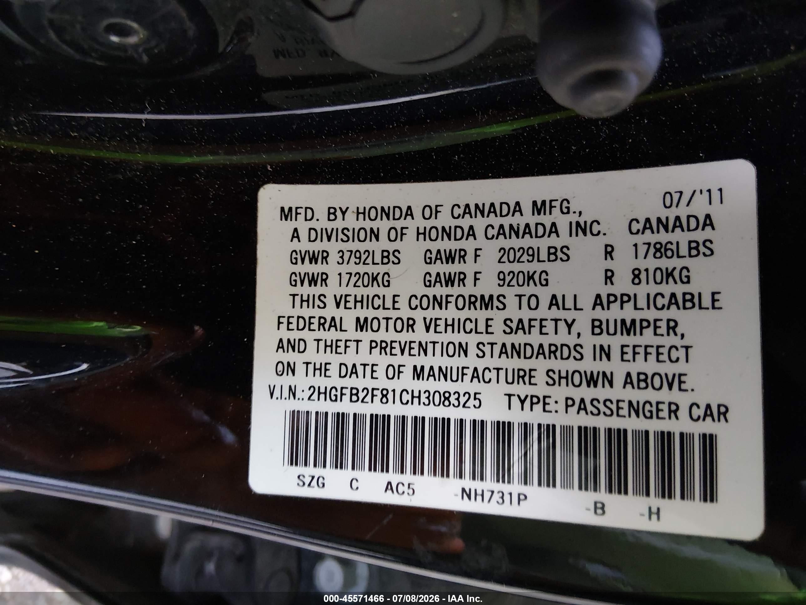 2012 Honda Civic Ex Black vin: 2HGFB2F81CH308325