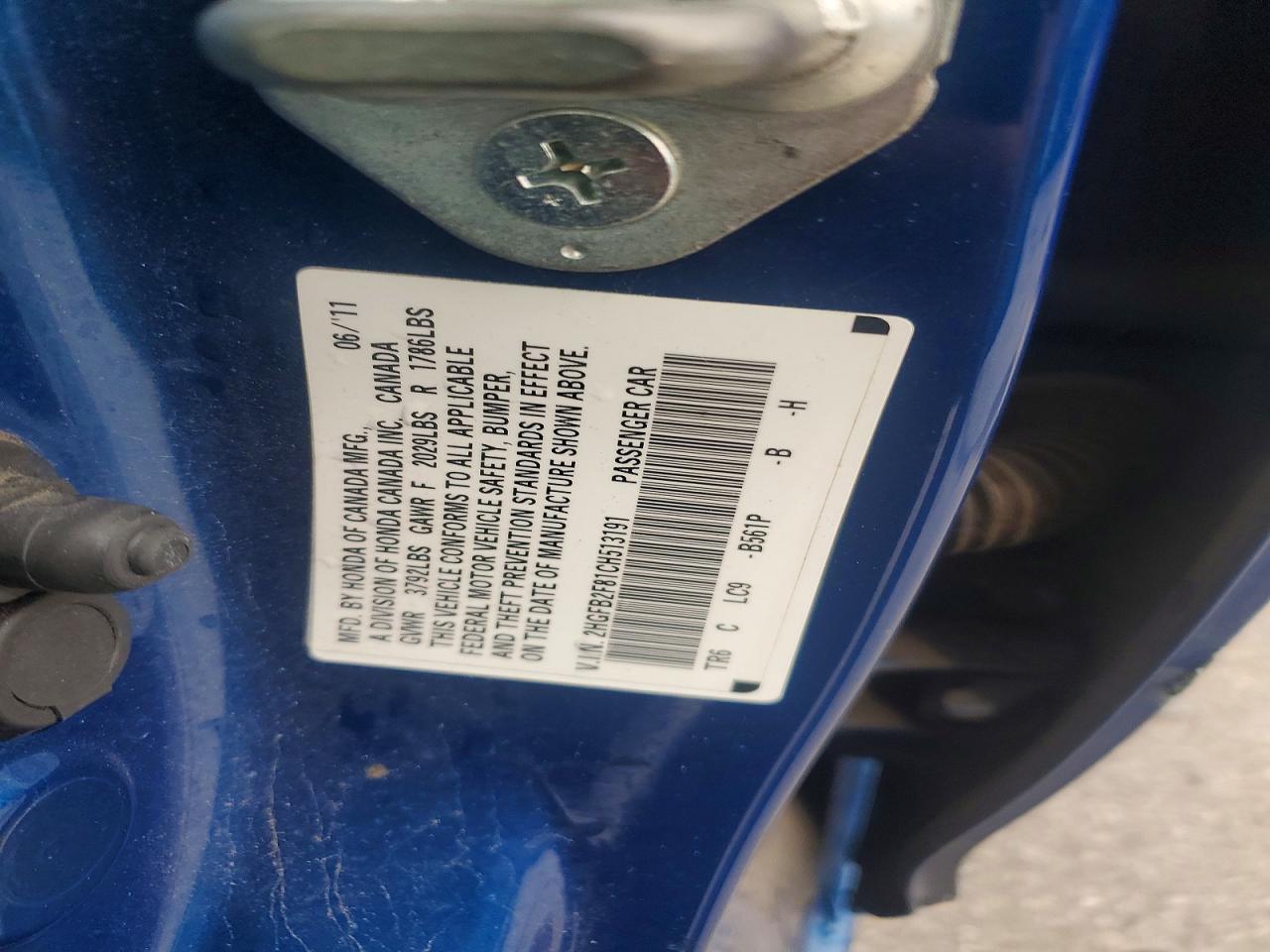 2012 Honda Civic Ex Blue vin: 2HGFB2F81CH513191