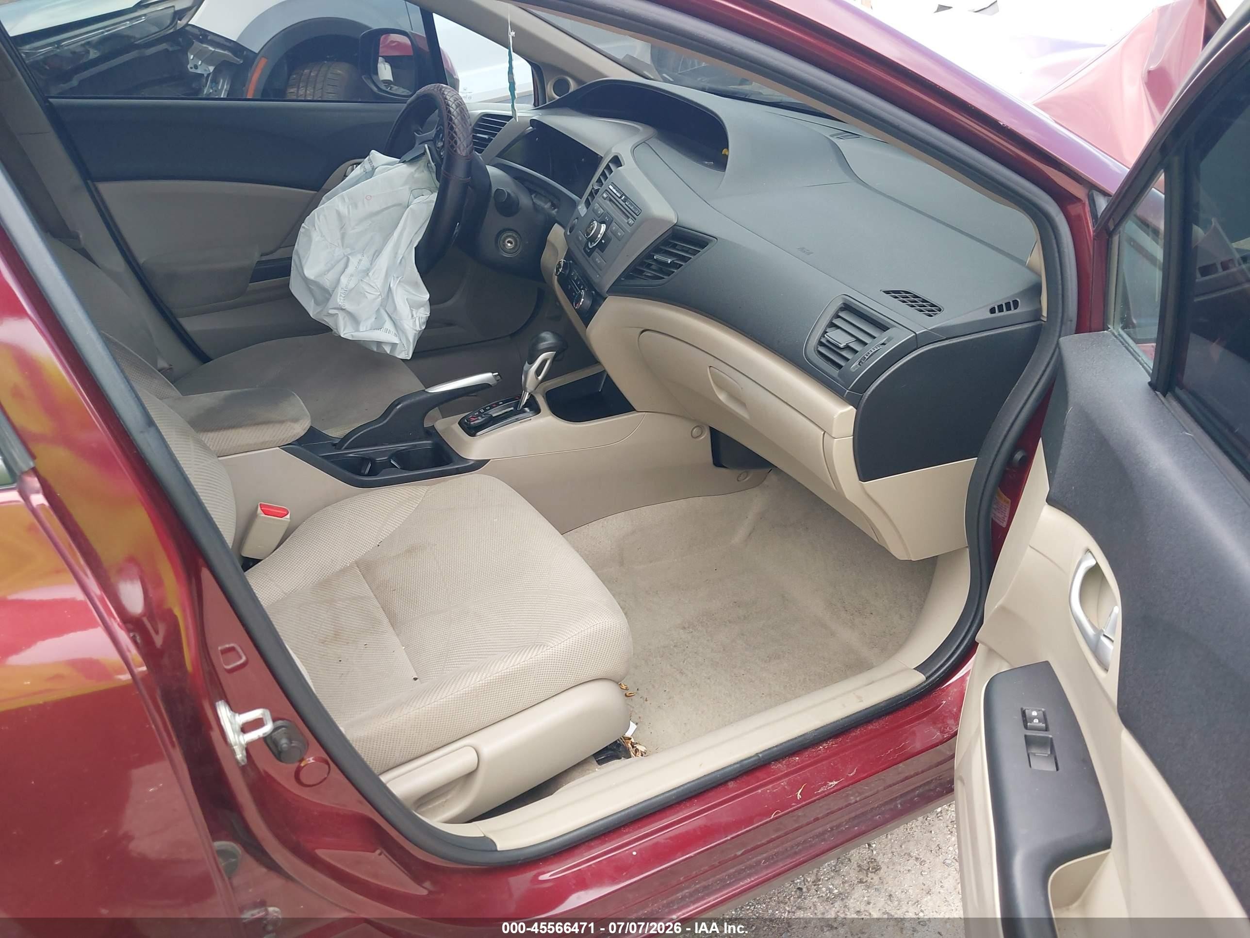 2012 Honda Civic Ex Burgundy vin: 2HGFB2F81CH537295