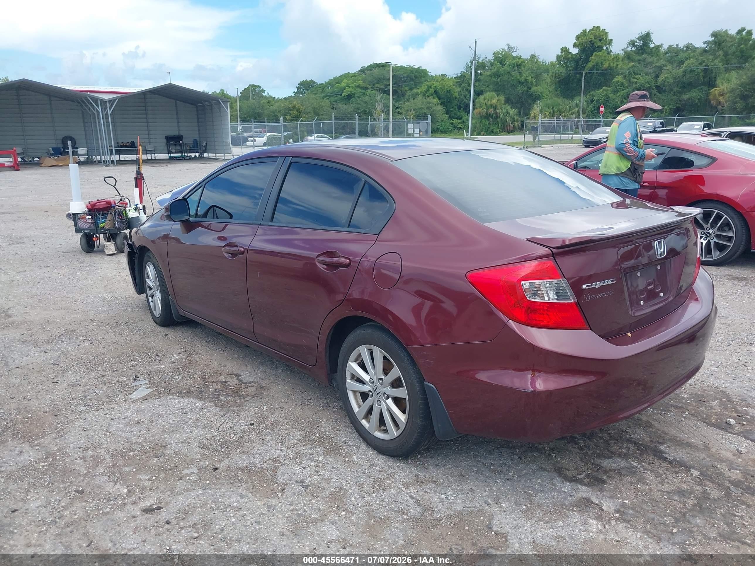 2012 Honda Civic Ex Burgundy vin: 2HGFB2F81CH537295