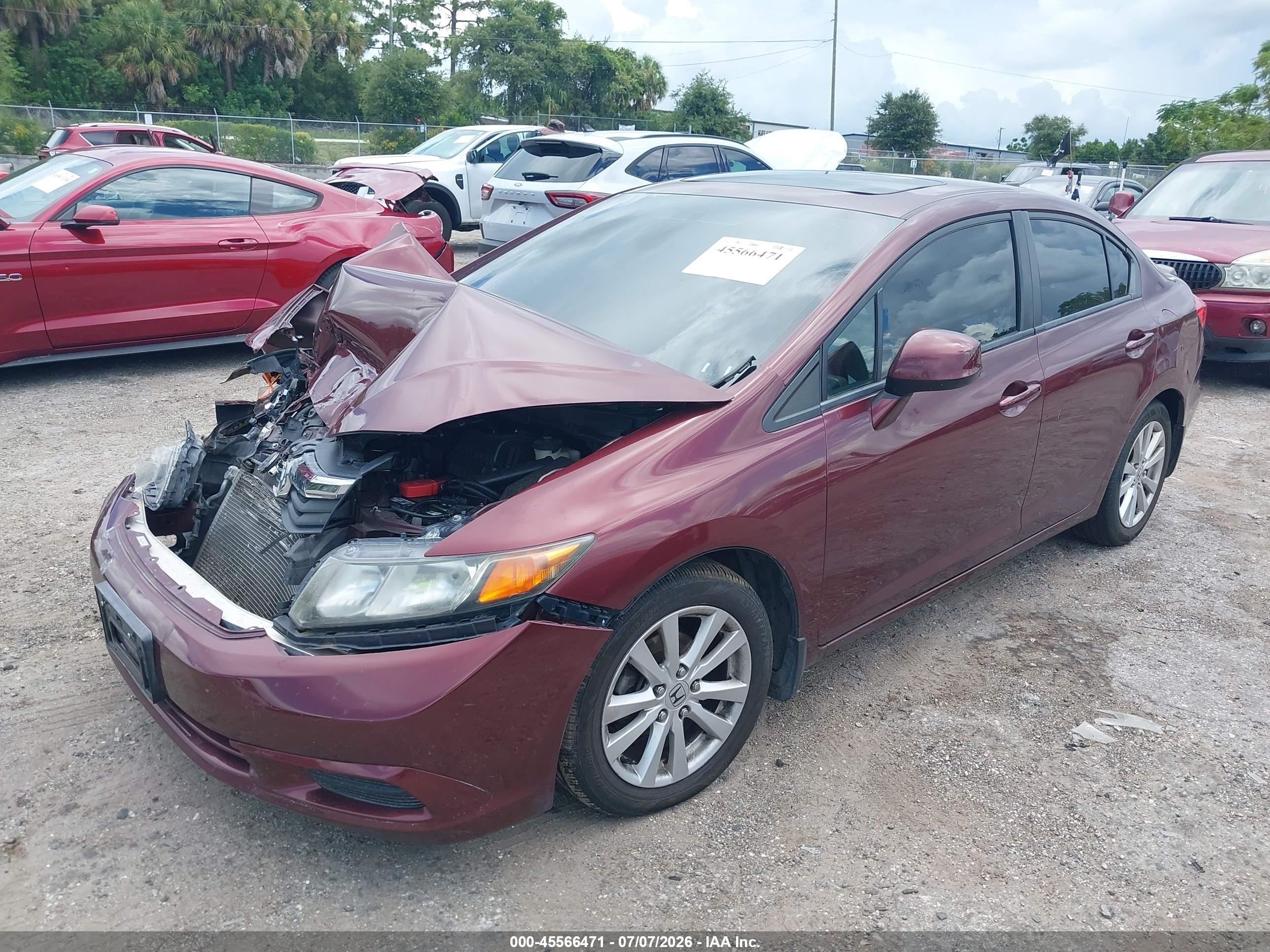 2012 Honda Civic Ex Burgundy vin: 2HGFB2F81CH537295