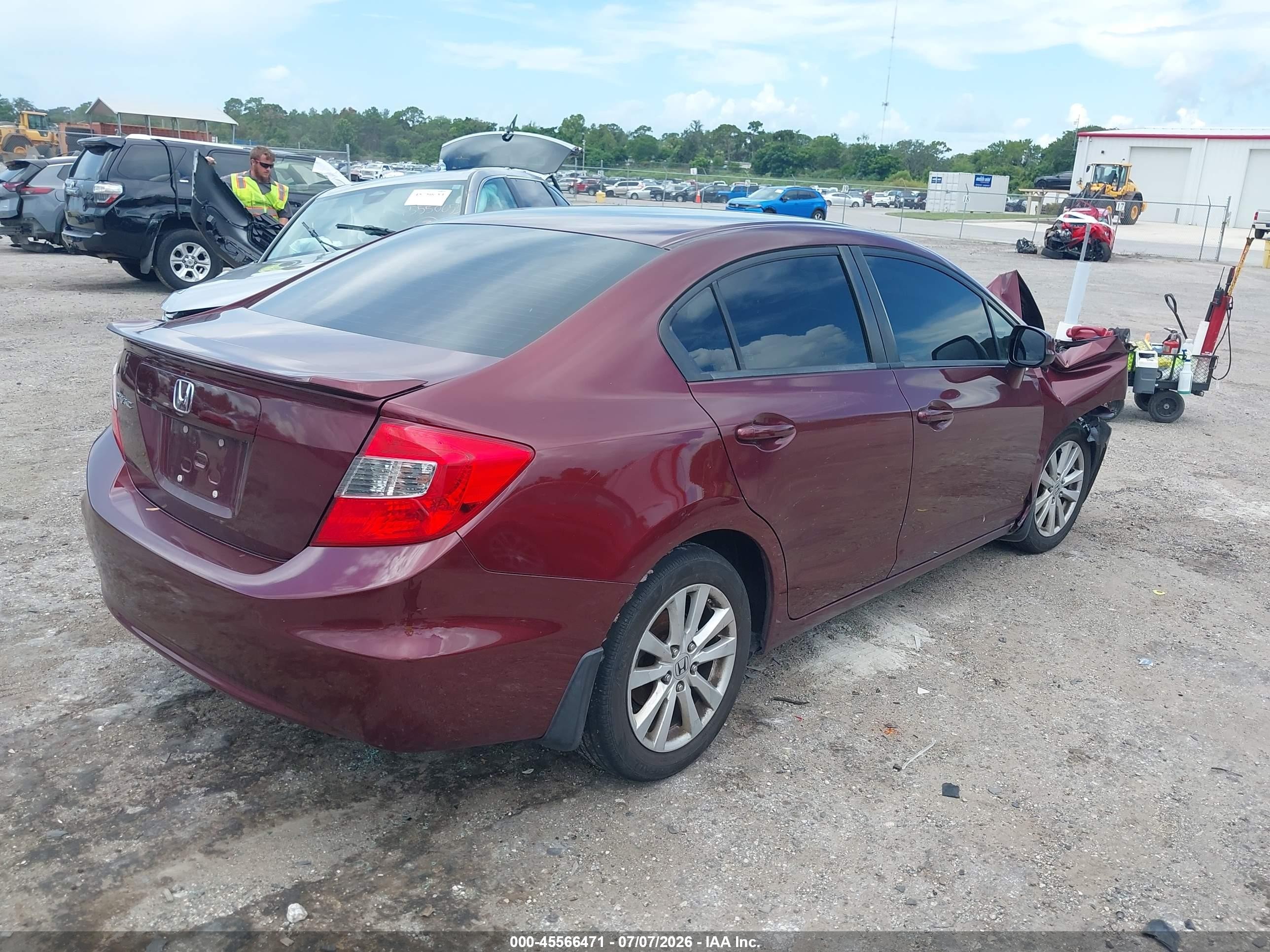 2012 Honda Civic Ex Burgundy vin: 2HGFB2F81CH537295