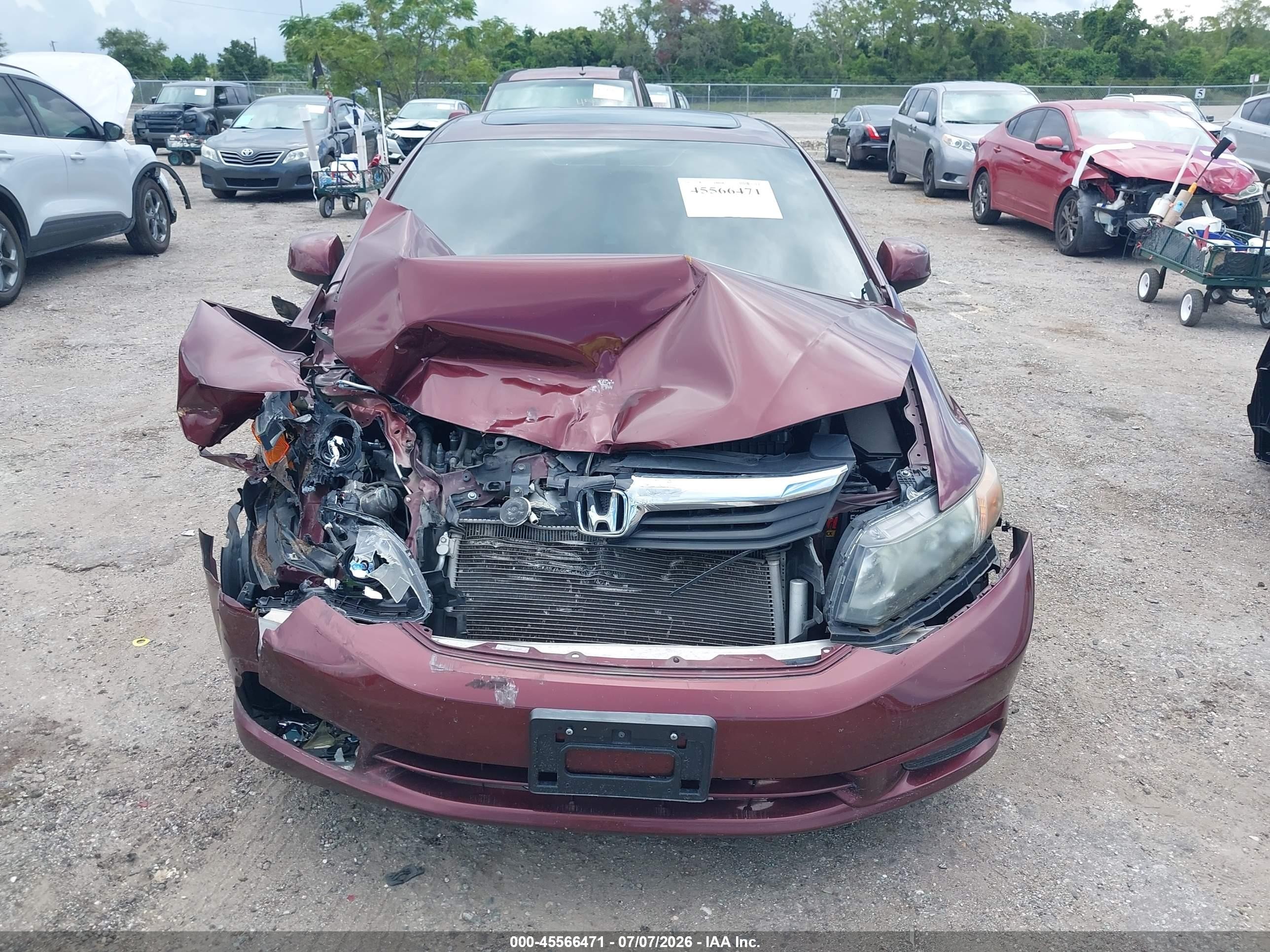 2012 Honda Civic Ex Burgundy vin: 2HGFB2F81CH537295