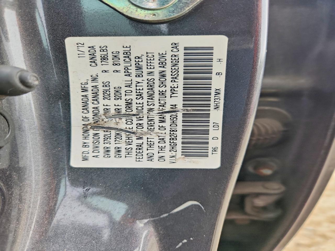 2013 Honda Civic Ex Серый vin: 2HGFB2F81DH500944