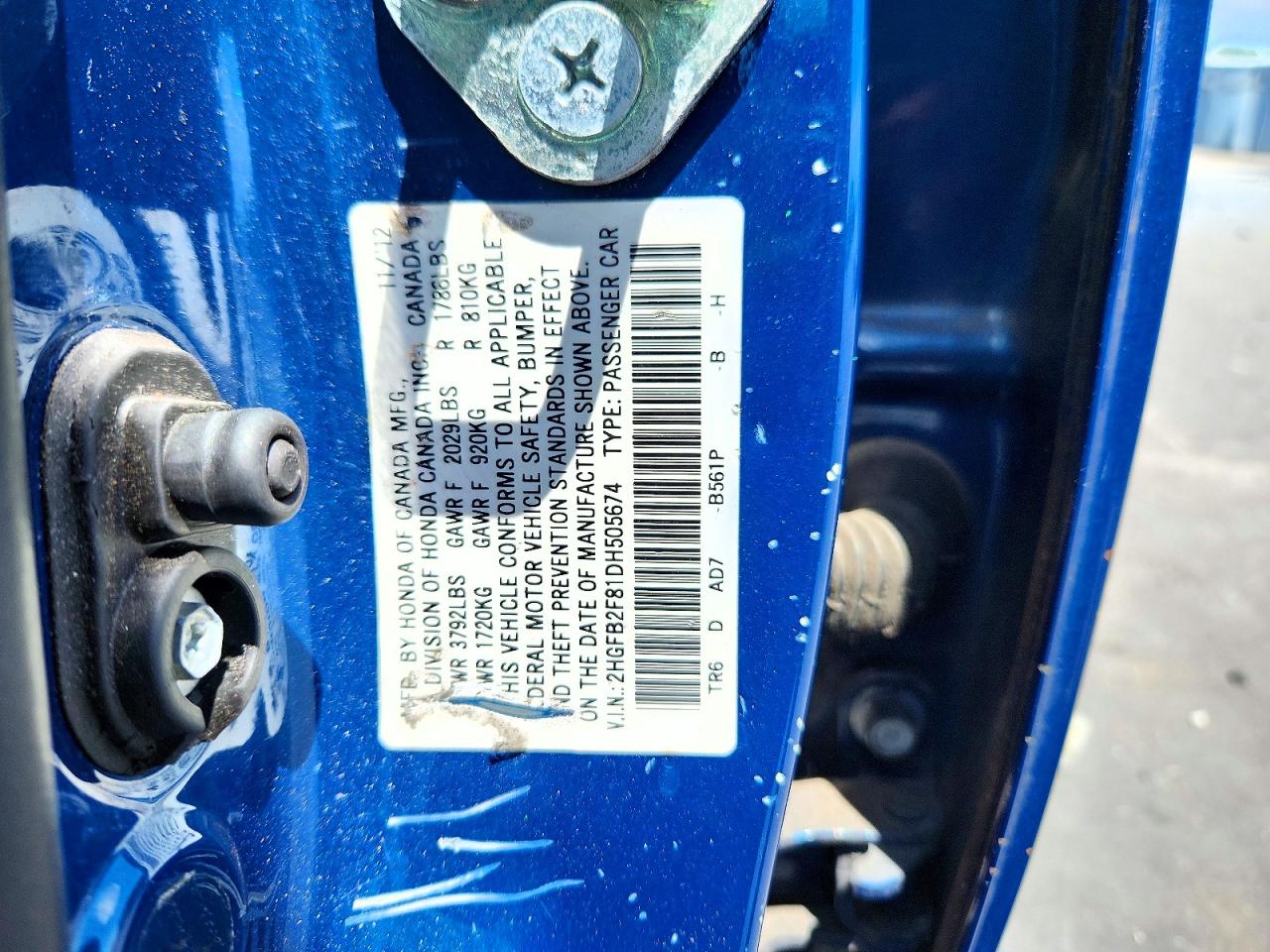2013 Honda Civic Ex Blue vin: 2HGFB2F81DH505674