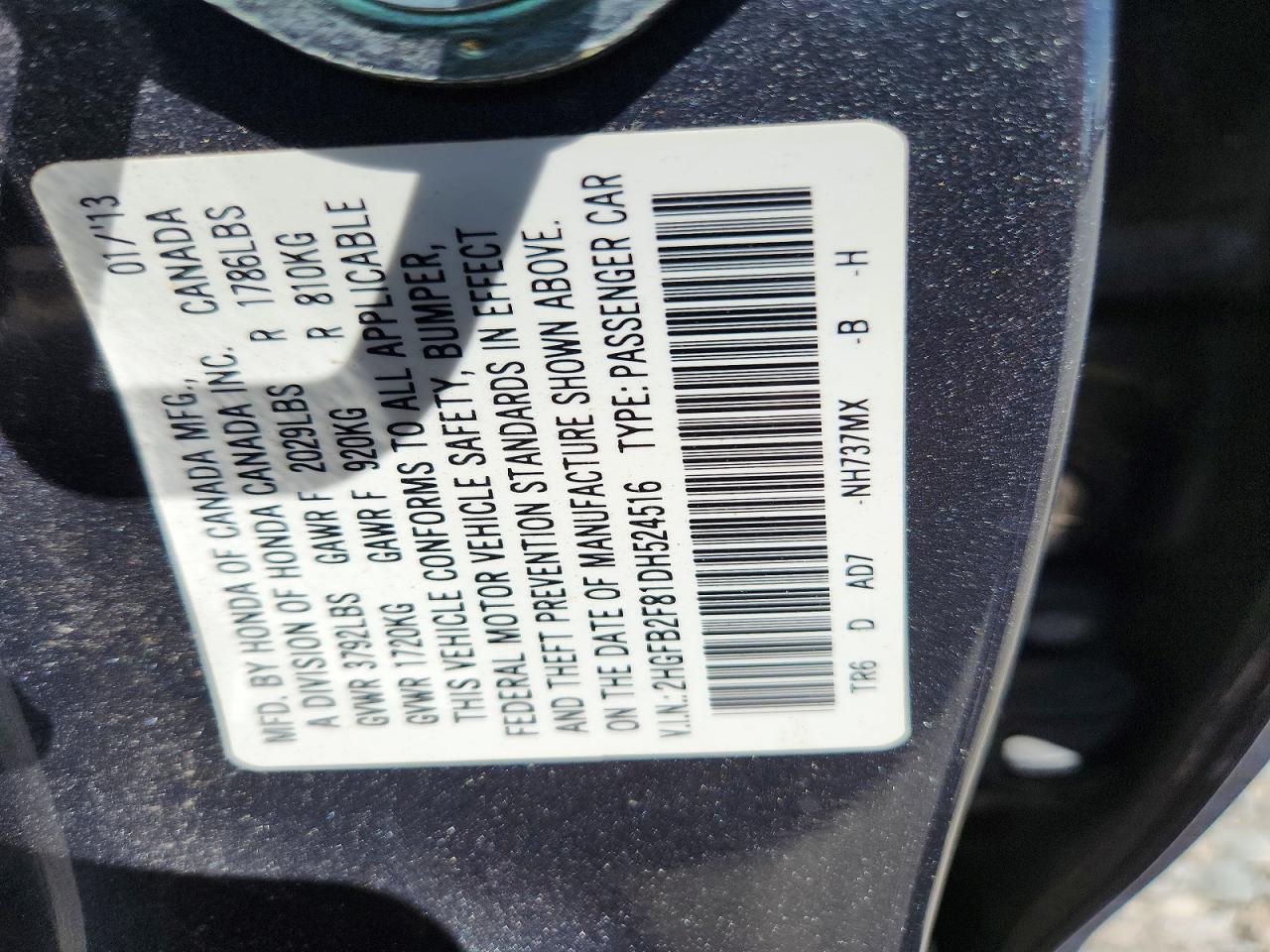 2013 Honda Civic Ex Gray vin: 2HGFB2F81DH524516