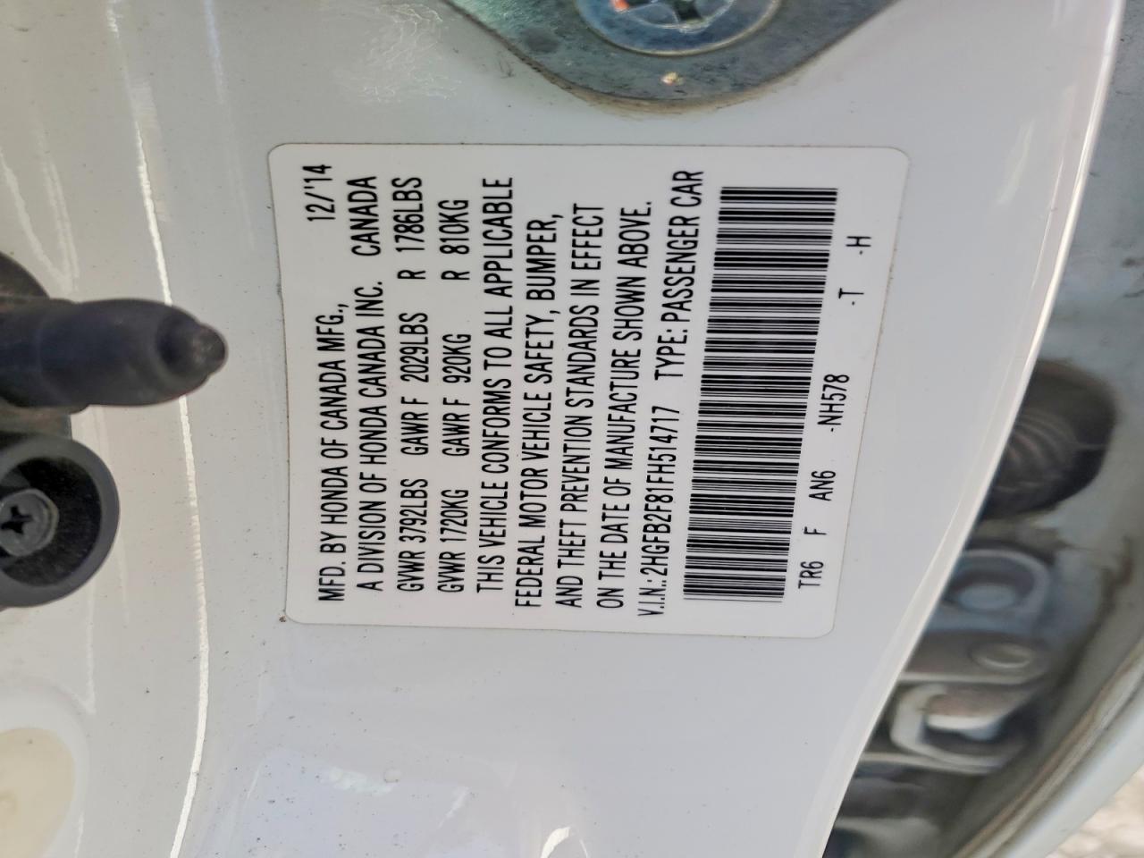 2015 Honda Civic Ex White vin: 2HGFB2F81FH514717