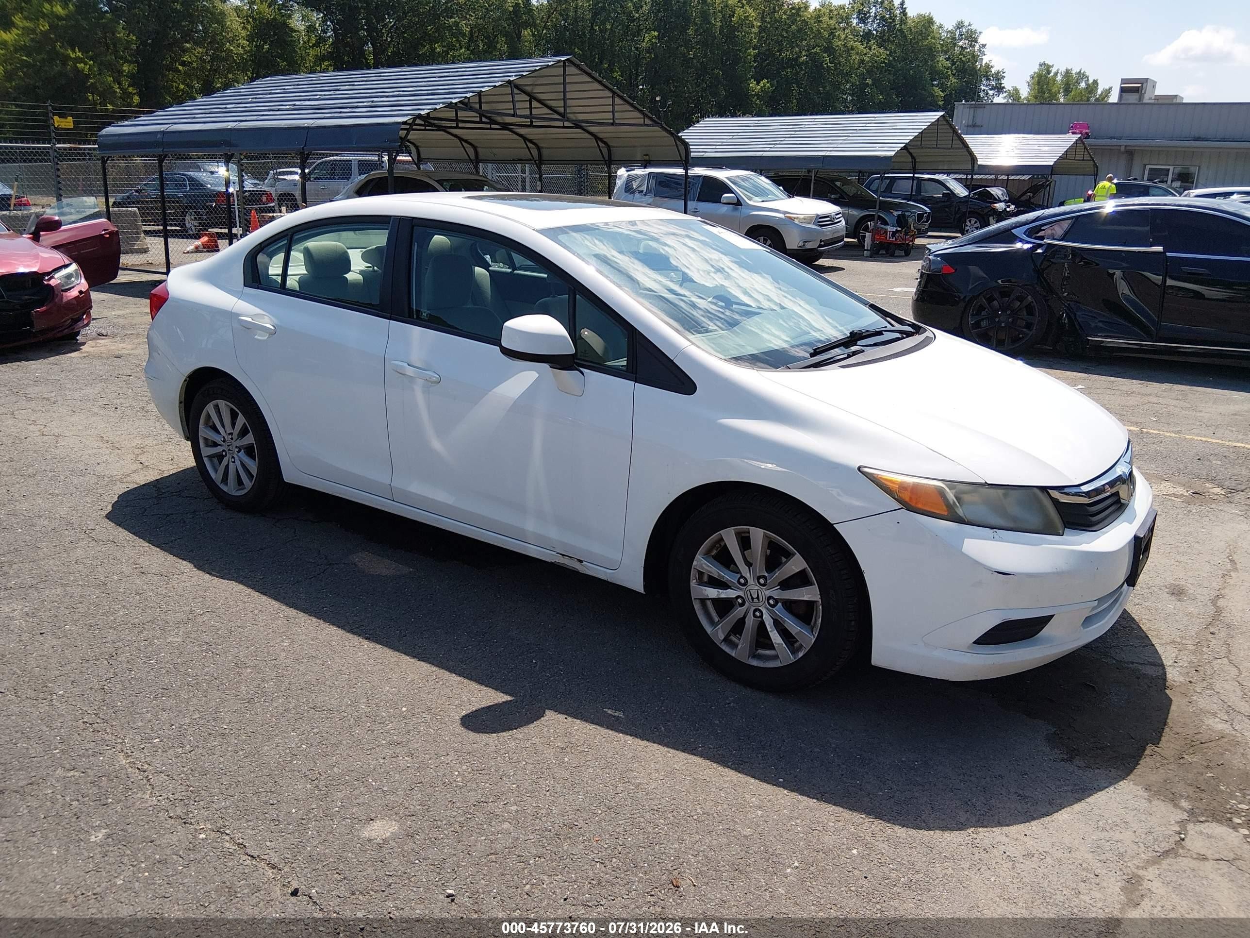 2012 Honda Civic Ex White vin: 2HGFB2F82CH327305