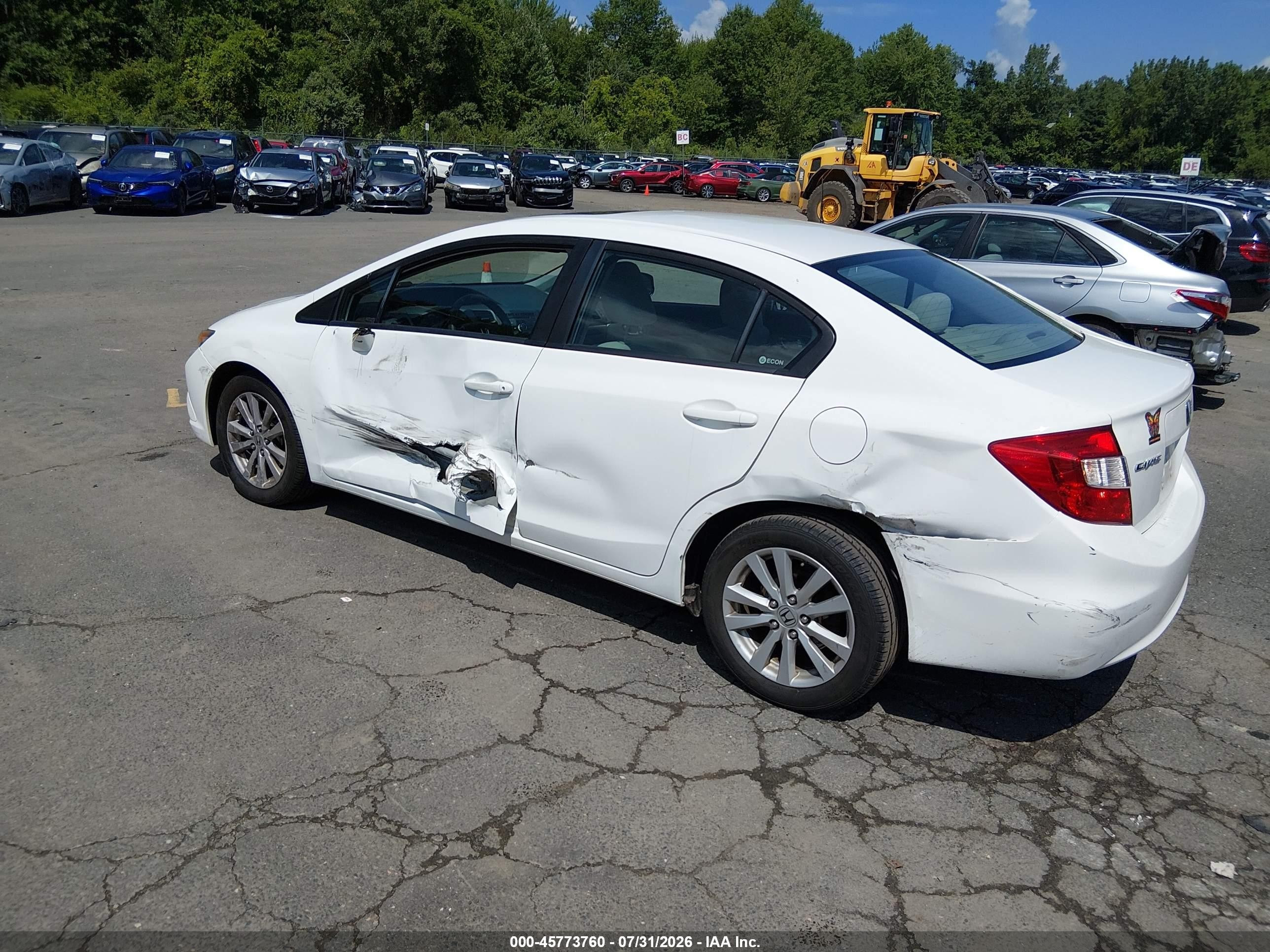 2012 Honda Civic Ex White vin: 2HGFB2F82CH327305