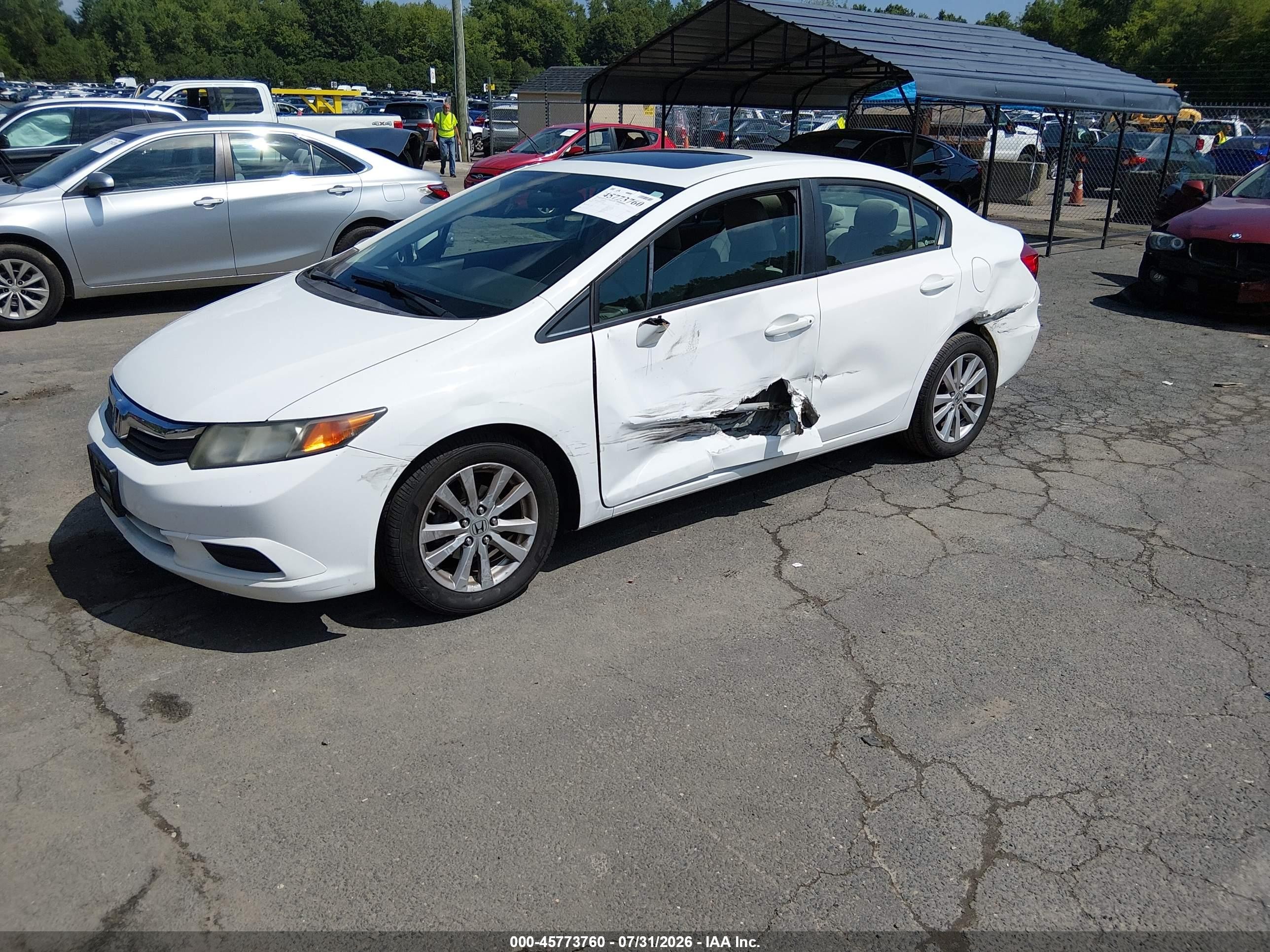 2012 Honda Civic Ex White vin: 2HGFB2F82CH327305