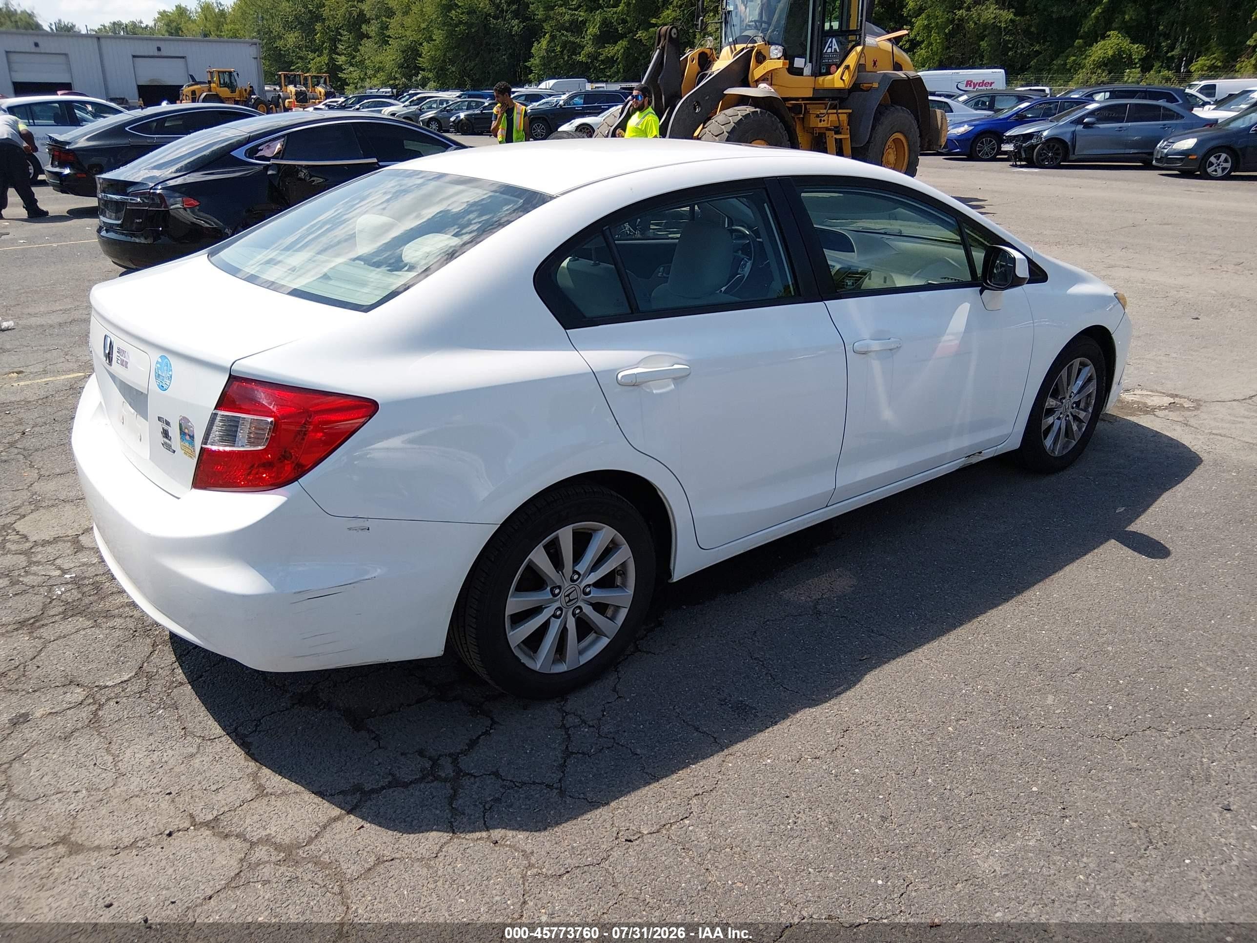 2012 Honda Civic Ex White vin: 2HGFB2F82CH327305