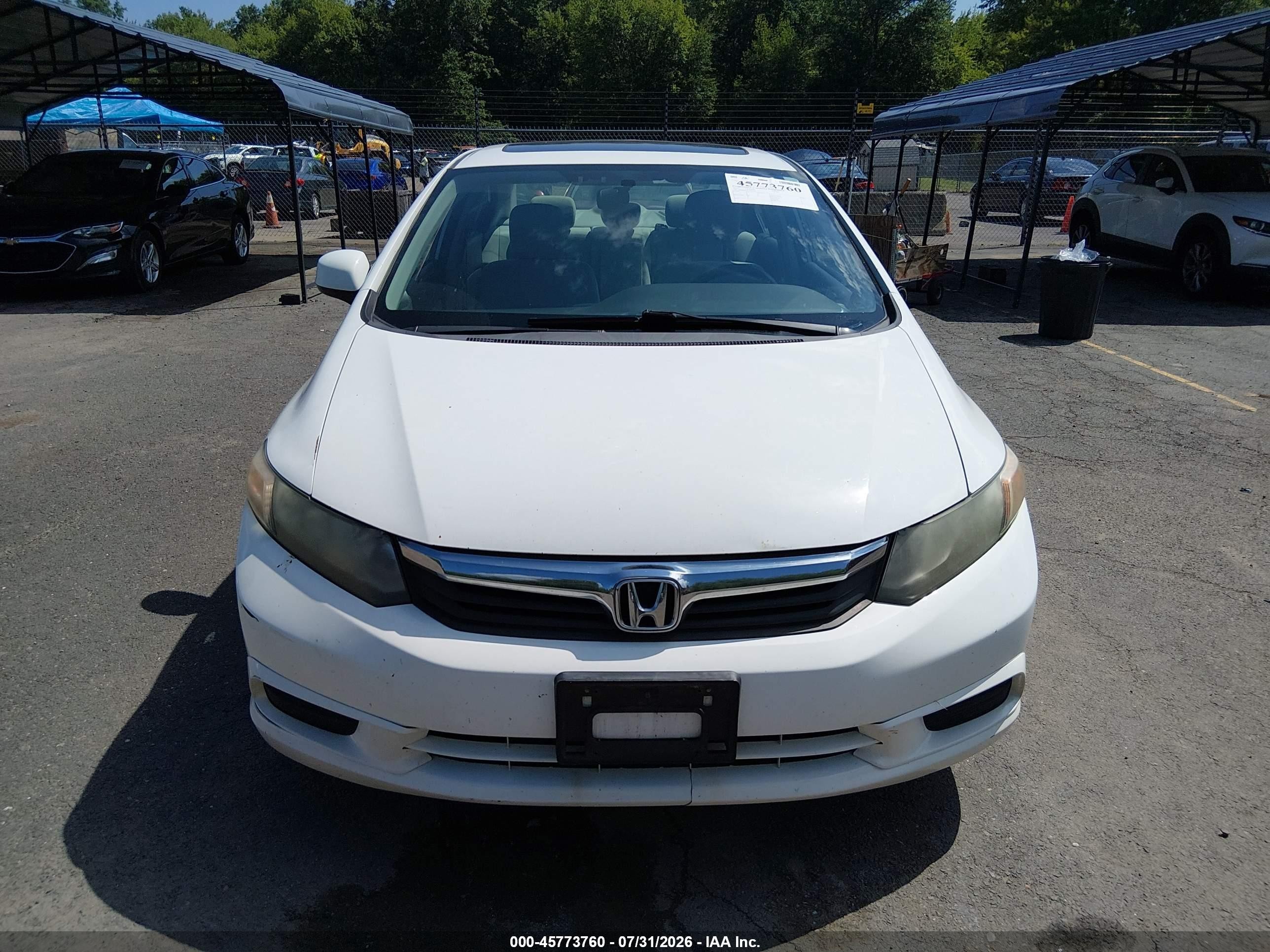 2012 Honda Civic Ex White vin: 2HGFB2F82CH327305