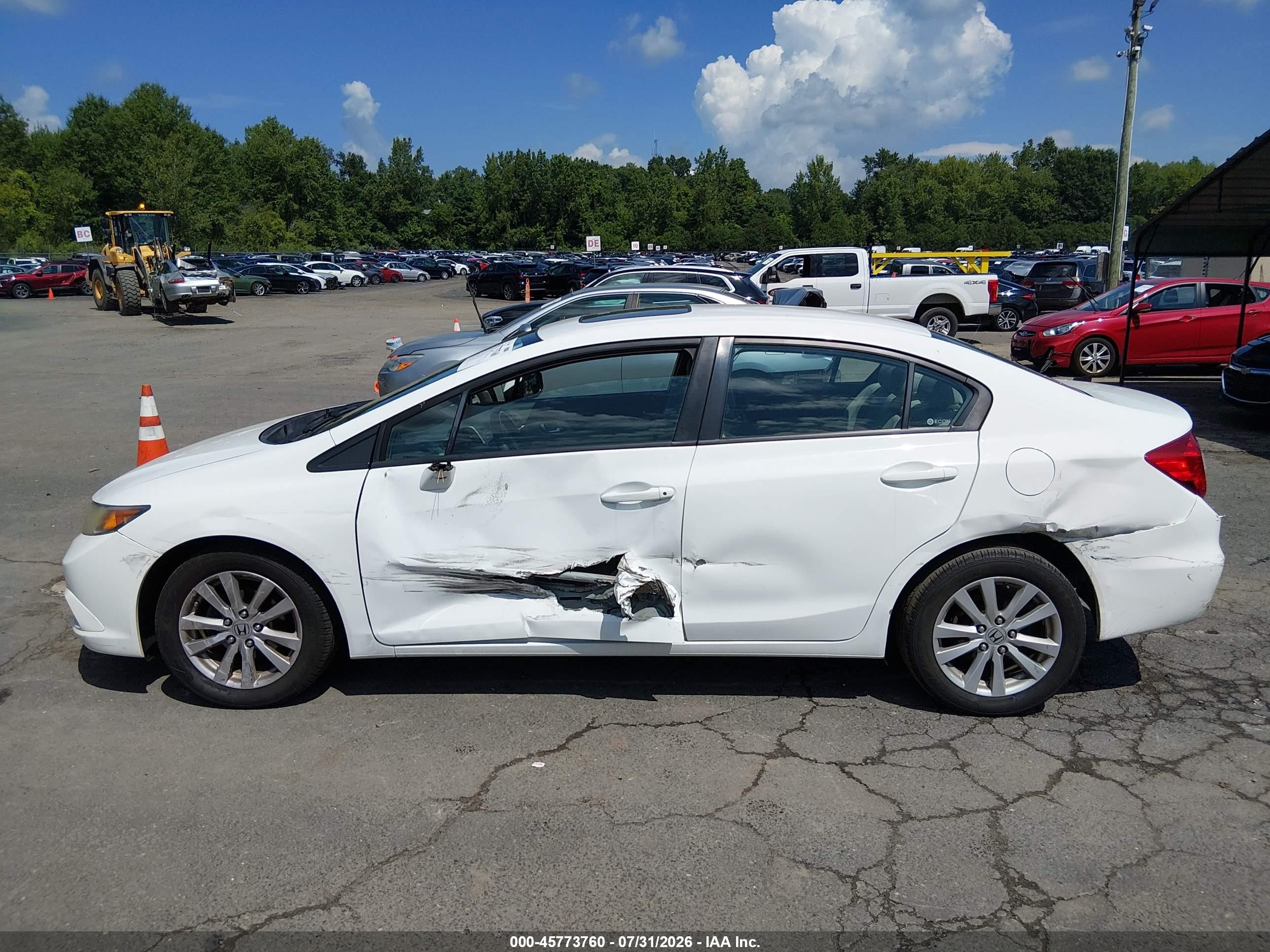 2012 Honda Civic Ex White vin: 2HGFB2F82CH327305