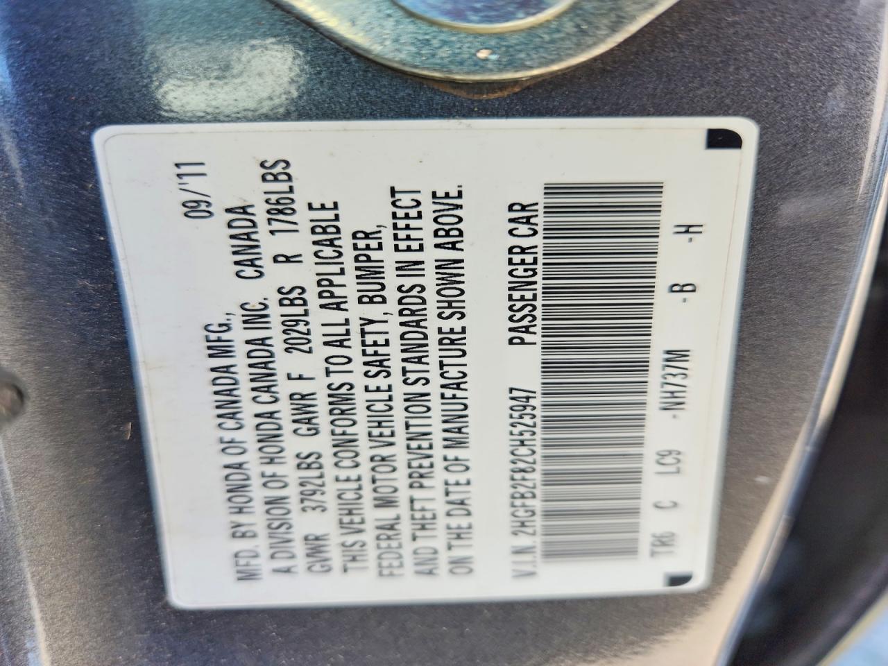 2012 Honda Civic Ex Gray vin: 2HGFB2F82CH525947