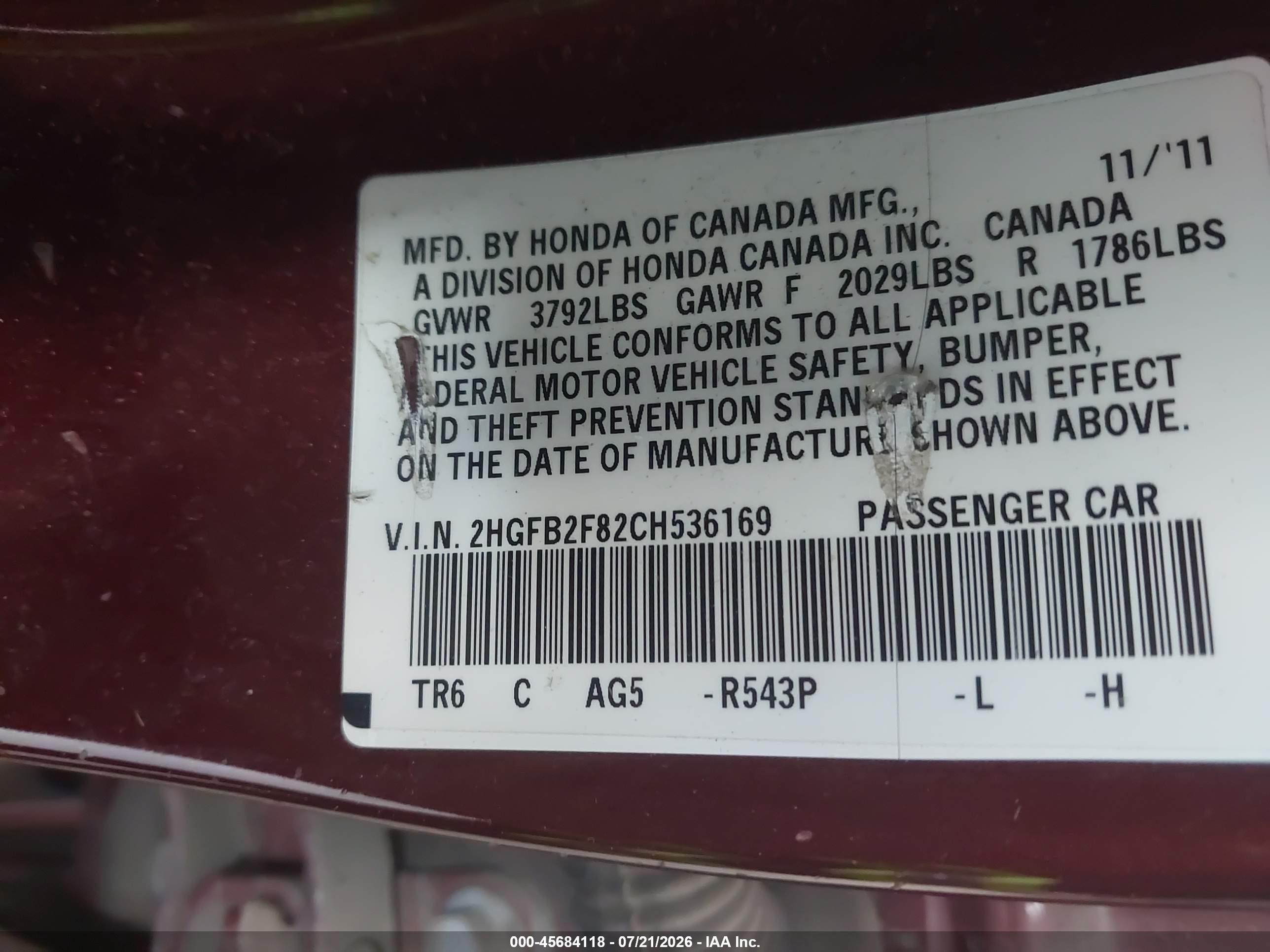 2012 Honda Civic Ex Red vin: 2HGFB2F82CH536169
