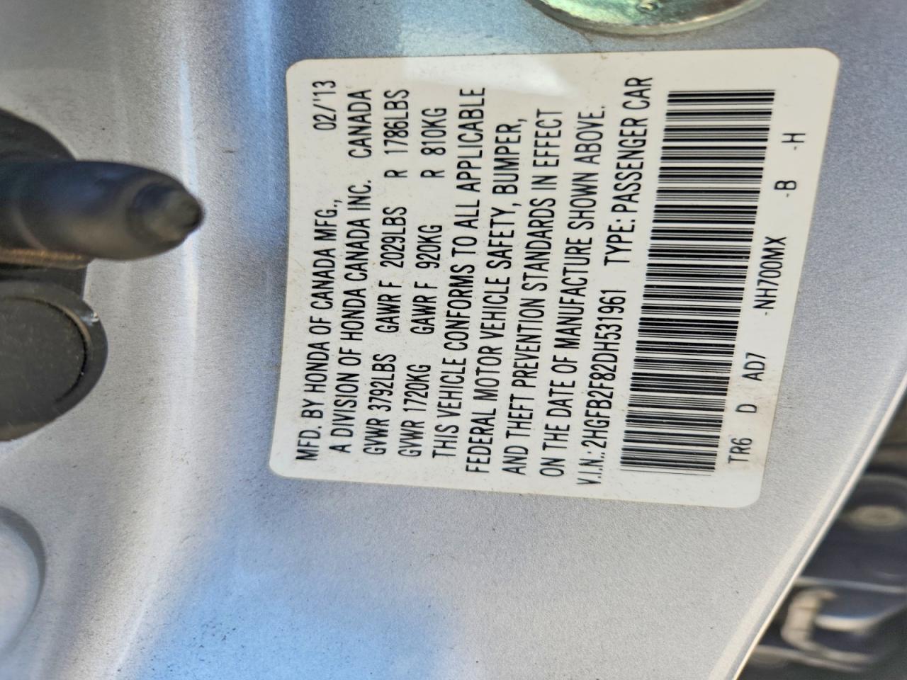 2013 Honda Civic Ex Silver vin: 2HGFB2F82DH531961