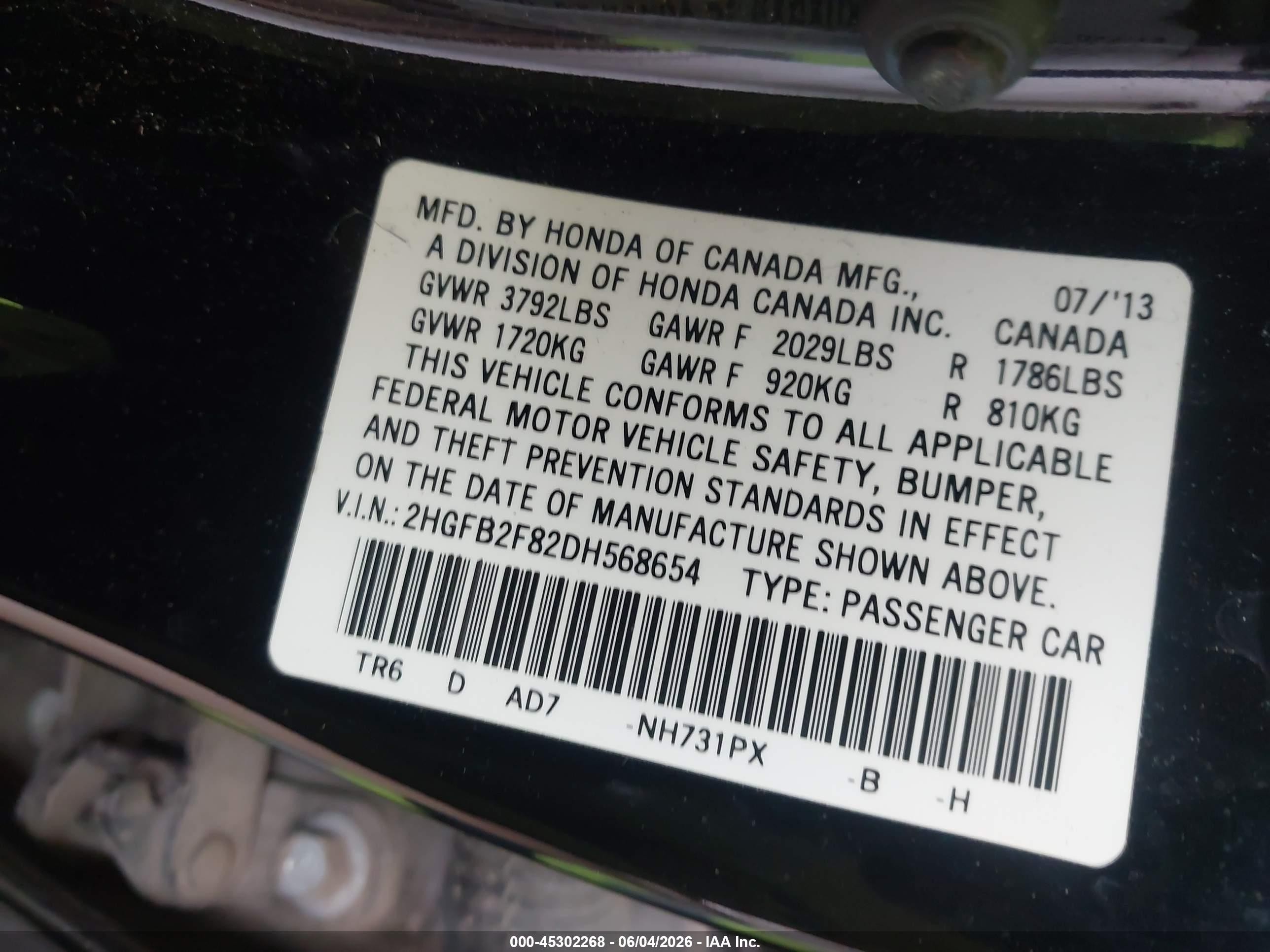 2013 Honda Civic Ex Black vin: 2HGFB2F82DH568654